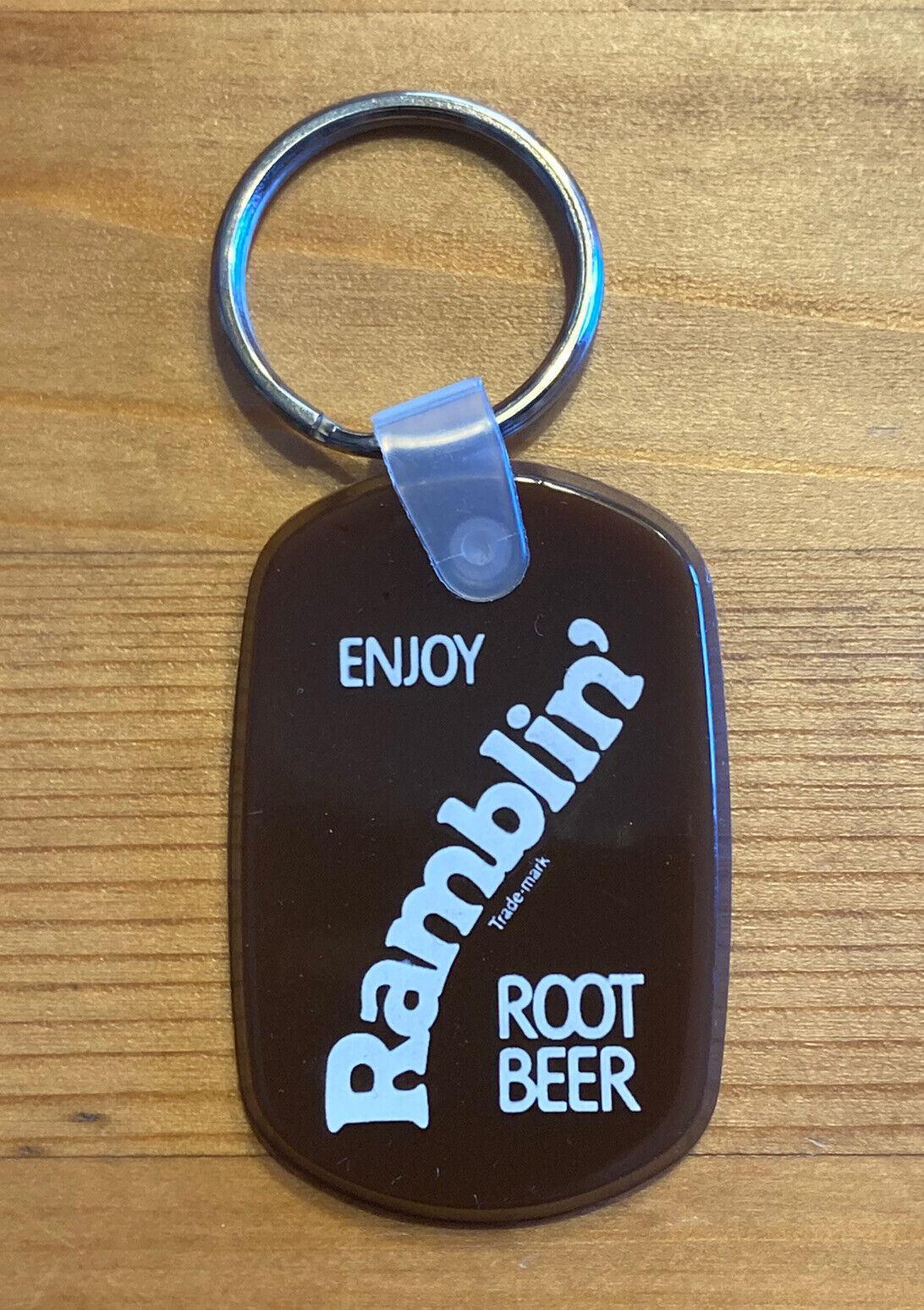 Vtg 1980s RAMBLIN\' ROOT BEER Promo Rubber Keychain Keyring Coca-Cola A&W RARE