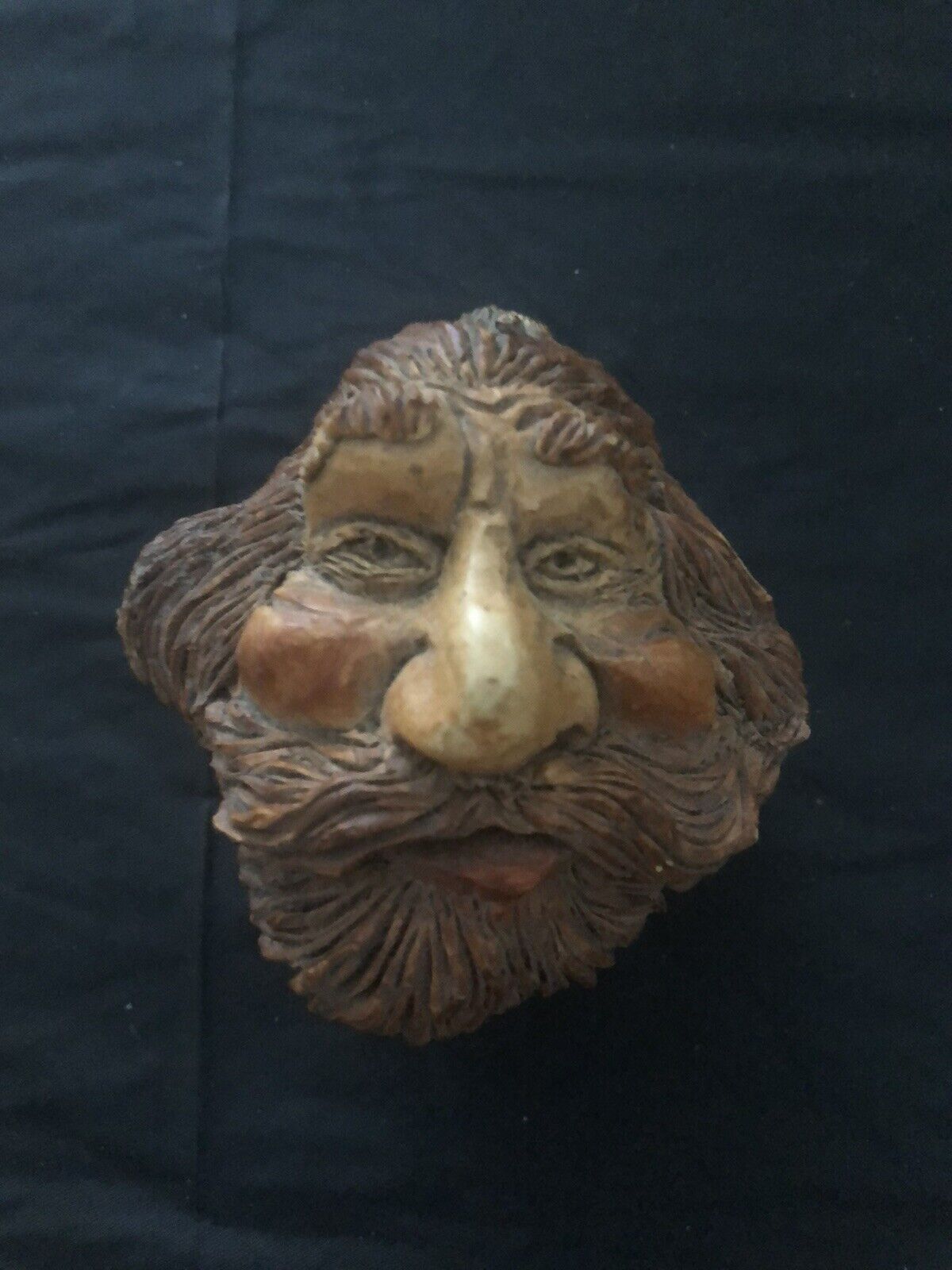 Vintage RICK ALBEE Signed Carved Wood Resin Man Trinket Snuff Box 1989