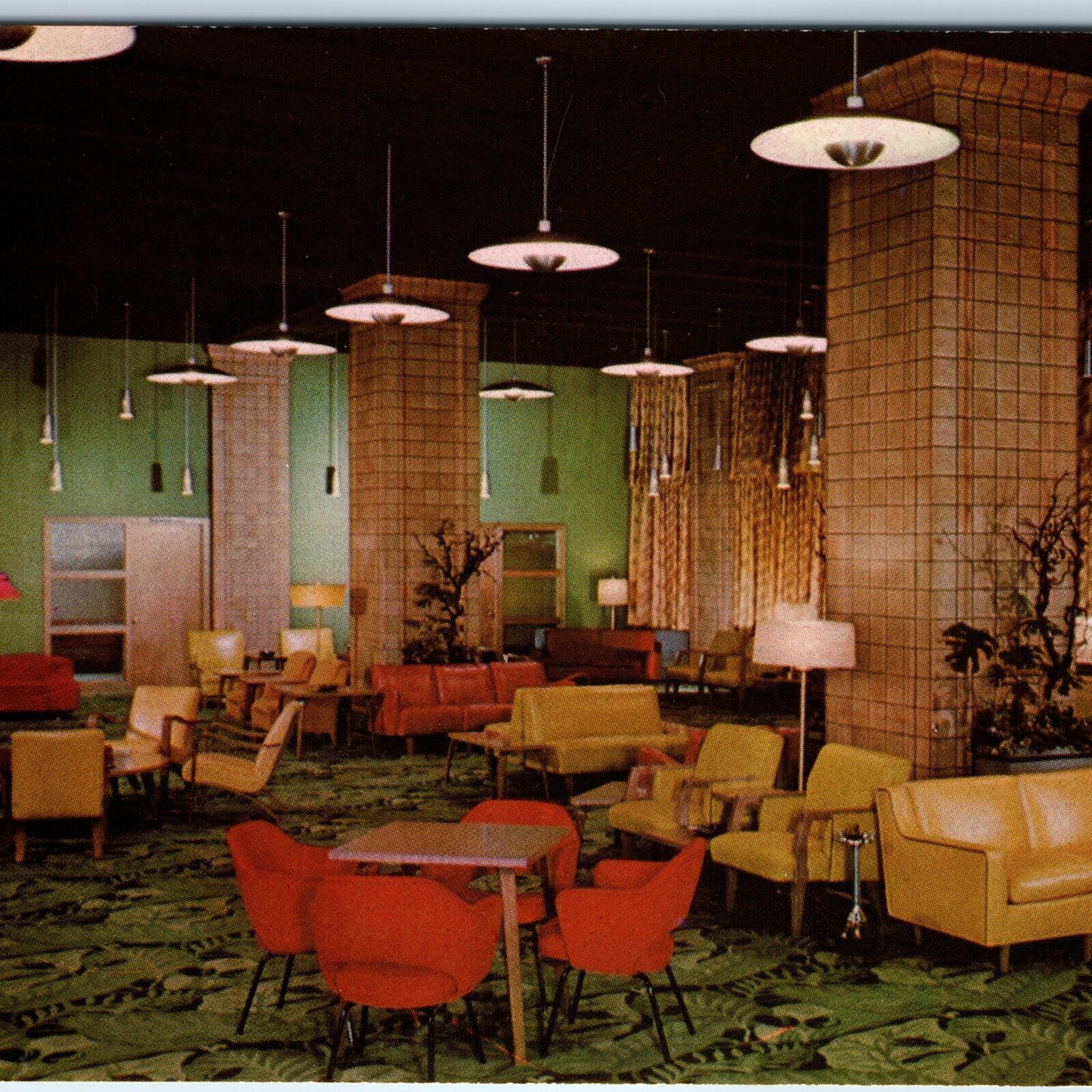 1954 Chicago, IL YMCA Hotel Main Lobby Interior Retro Midcentury Modern ILL A223