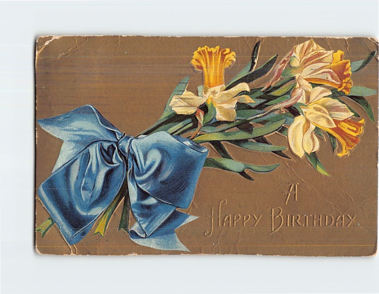 Postcard A Happy Birthday Greeting Card Flowers Art Print