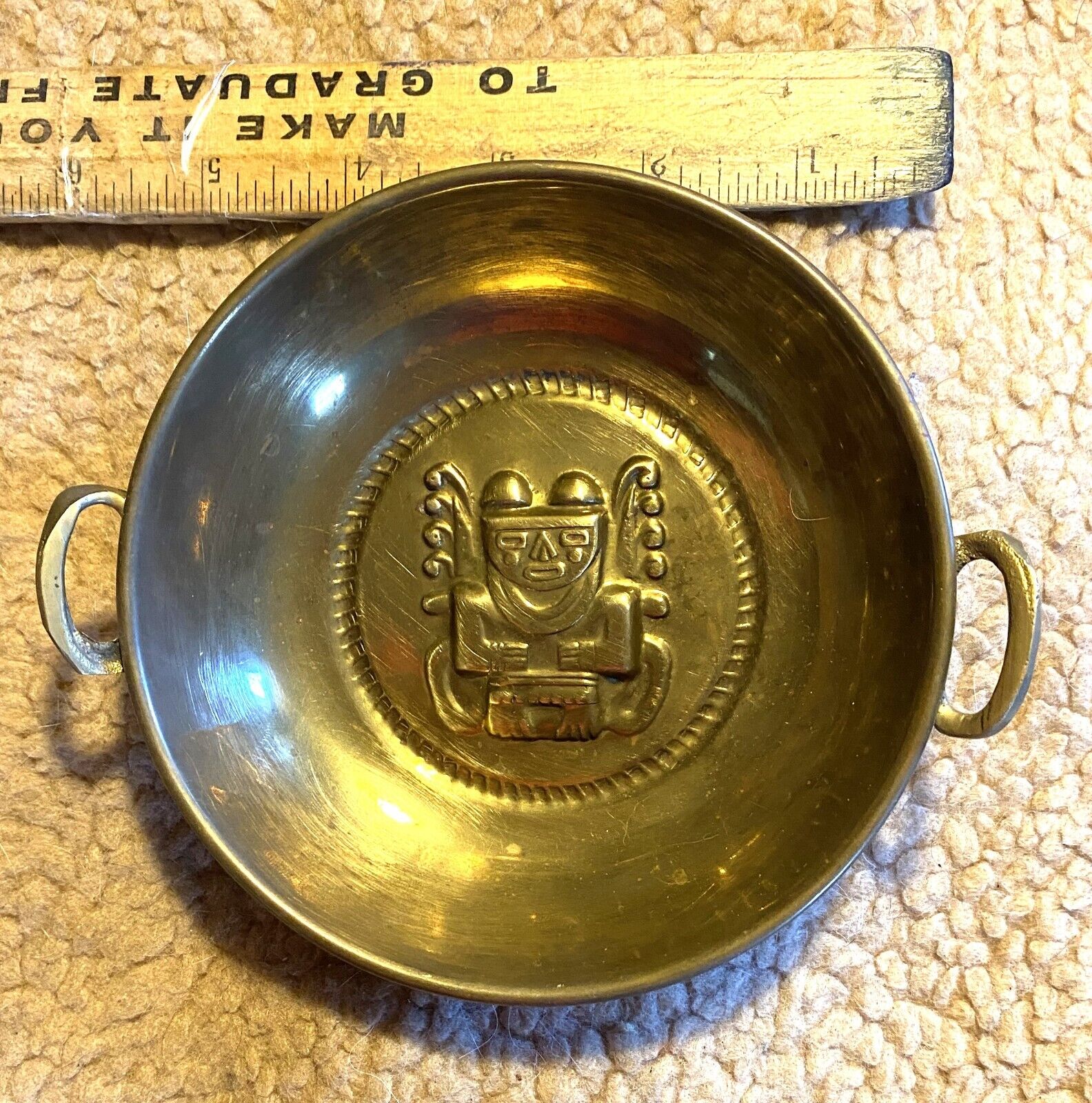 Vintage Ethnic Brass Trinket Bowl (BW77)