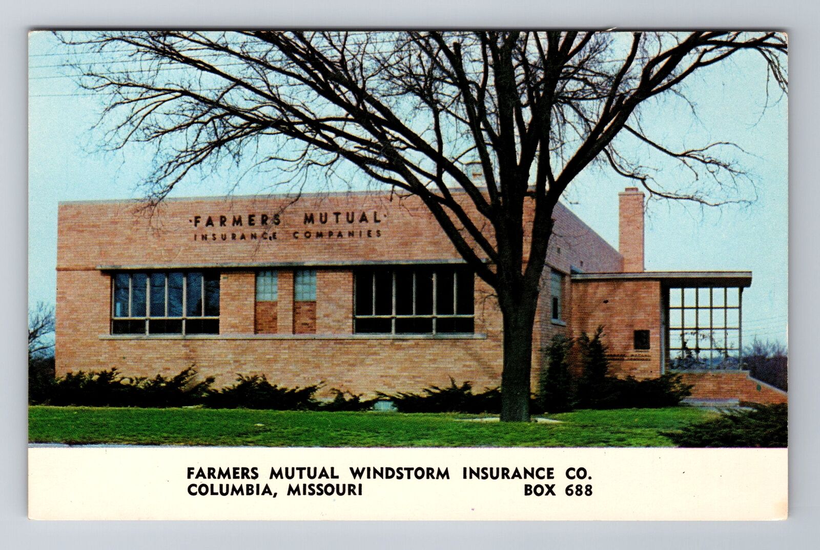 Columbia MO-Missouri, Farmers Windstorm Insurance Company, Vintage Postcard