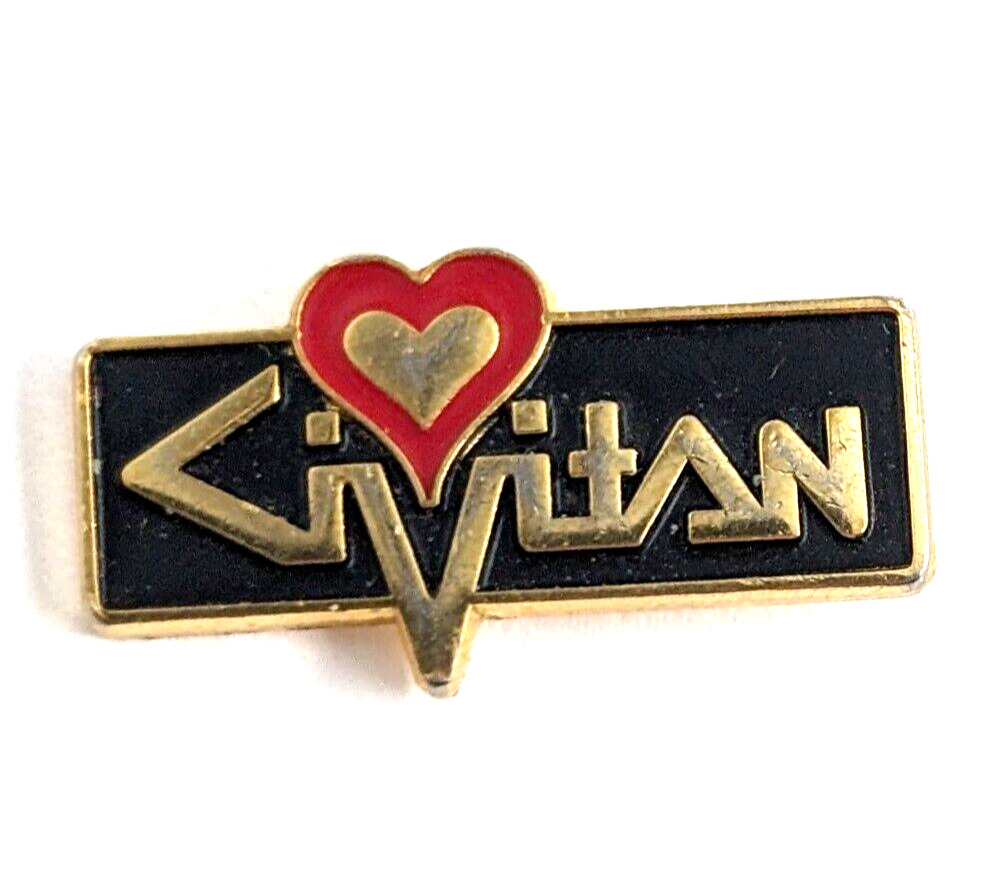 Civitan Services Art With Heart Program Black Red Gold Tone Enamel Lapel Pin