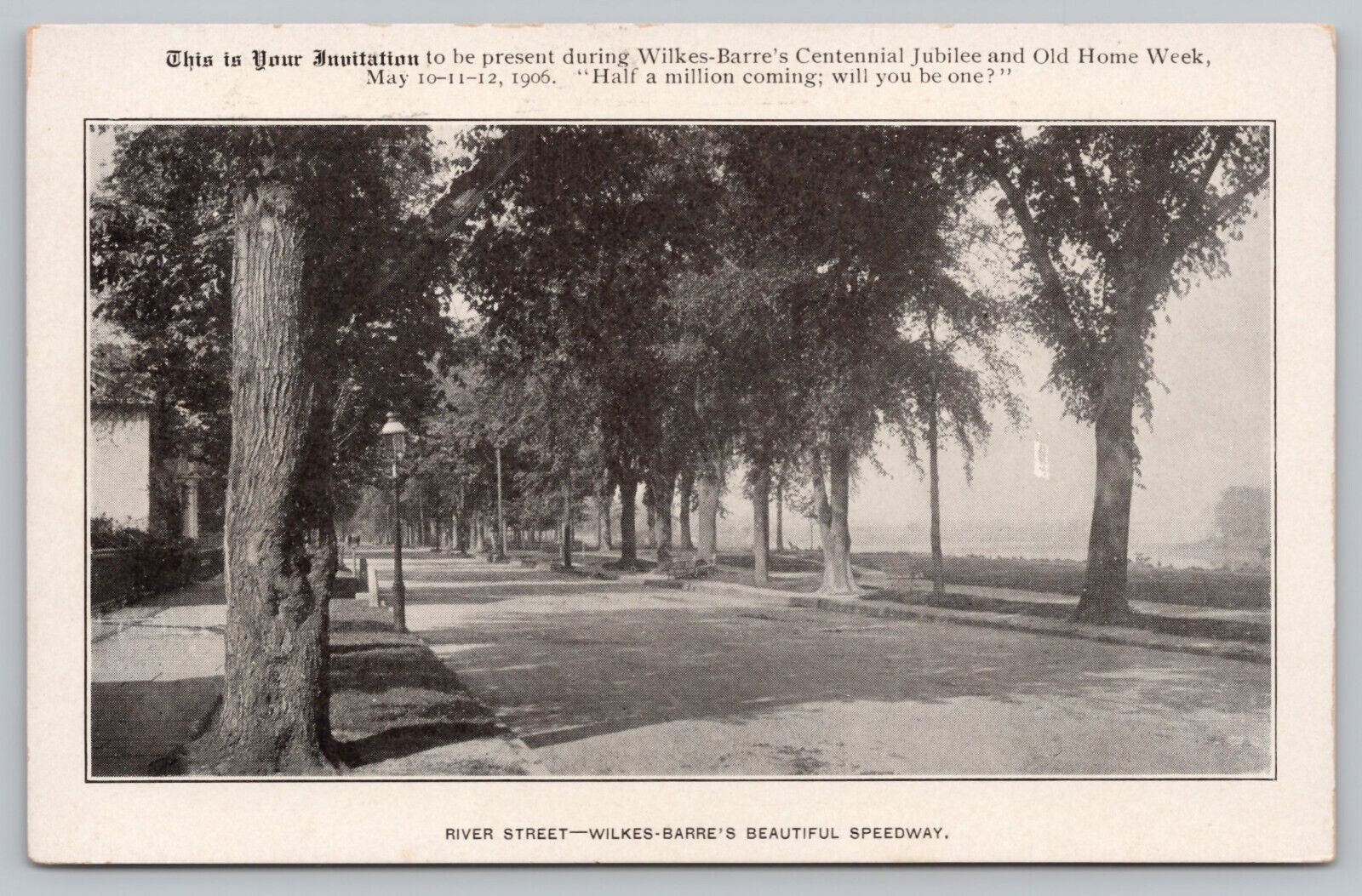 Wilkes Barre PA Pennsylvania - 1906 Centennial Jubilee Postcard - River Street