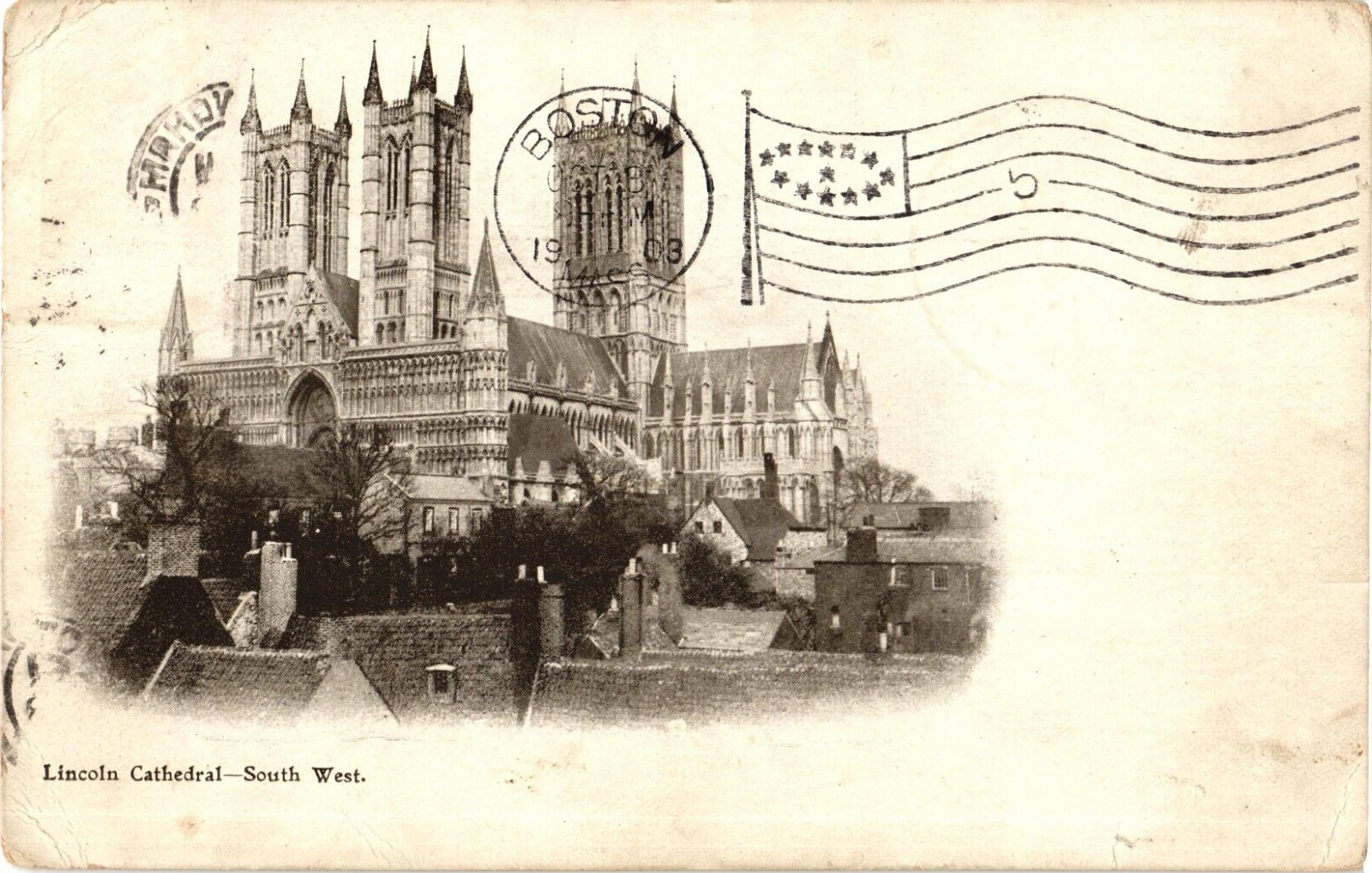 Lincoln Cathedral South West Lincolnshire England Postcard 1903