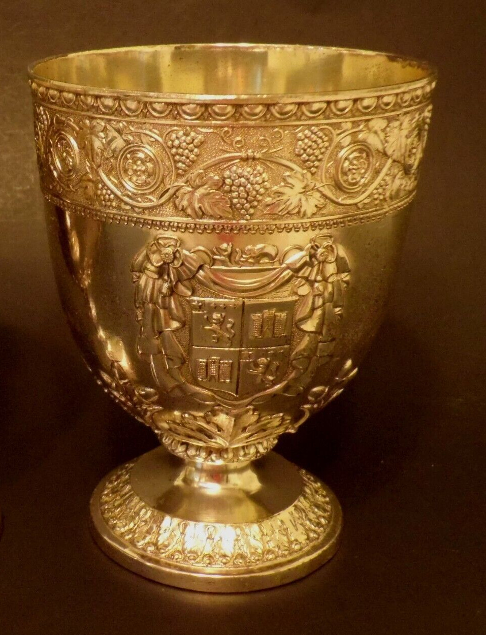 Large Judaica Shabbat Silver-plated Wine Kiddush Cup Goblet -   20oz.  C&Co.