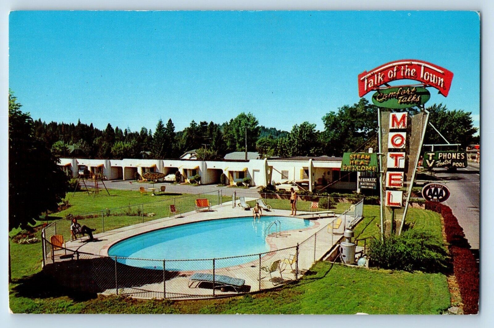 Coeur D\'Alene Idaho Postcard Talk Town Motel Sherman Ave. c1960 Vintage Antique