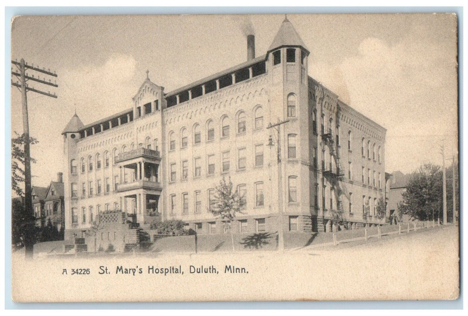 c1905 St. Mary's Hospital Exterior Building Duluth Minnesota MN Vintage Postcard