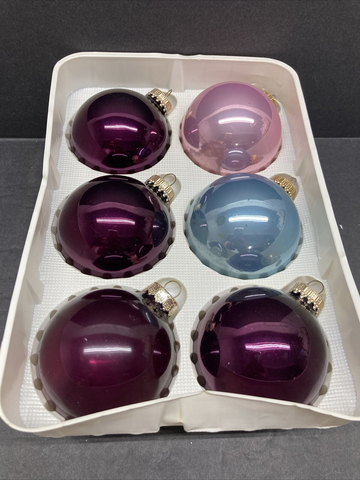 Christmas By Krebs Elegant Glass Ball Ornament Set of  4 Purple, Blue, & Pink
