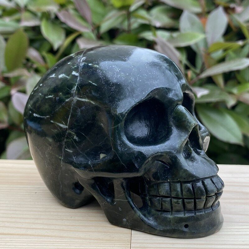 980g Natural Beantiful jasper Quartz Skull Hand Carved Crystal Healing Skull