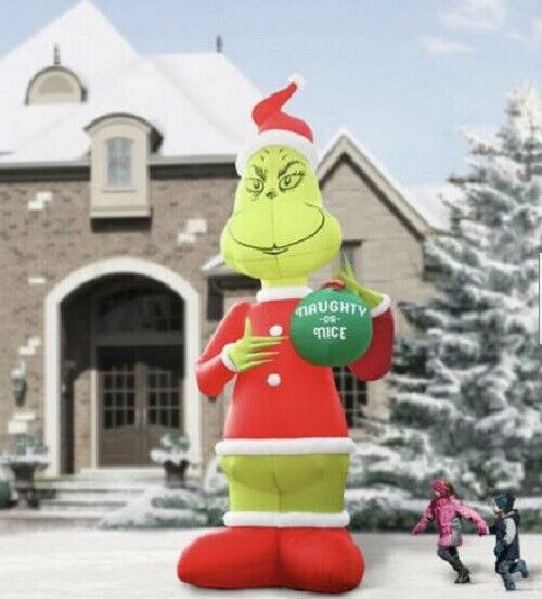 GIANT 18 FT CHRISTMAS SANTA DR SEUSS GRINCH NAUGHTY ORNAMENT Airblown Inflatable