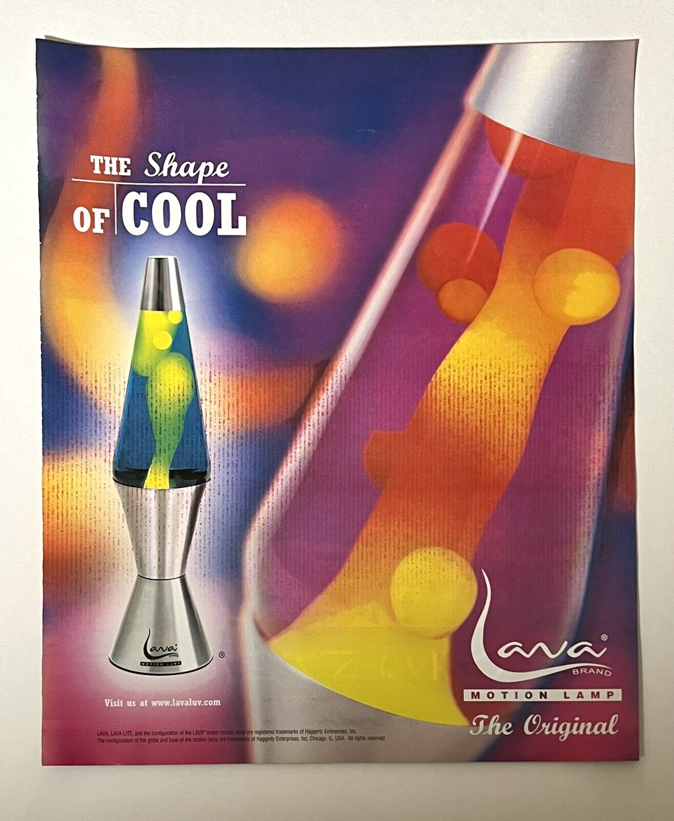Lava Lamp 1999 Promotional PAPER Print Ad Advertisement: Shape Of Cool