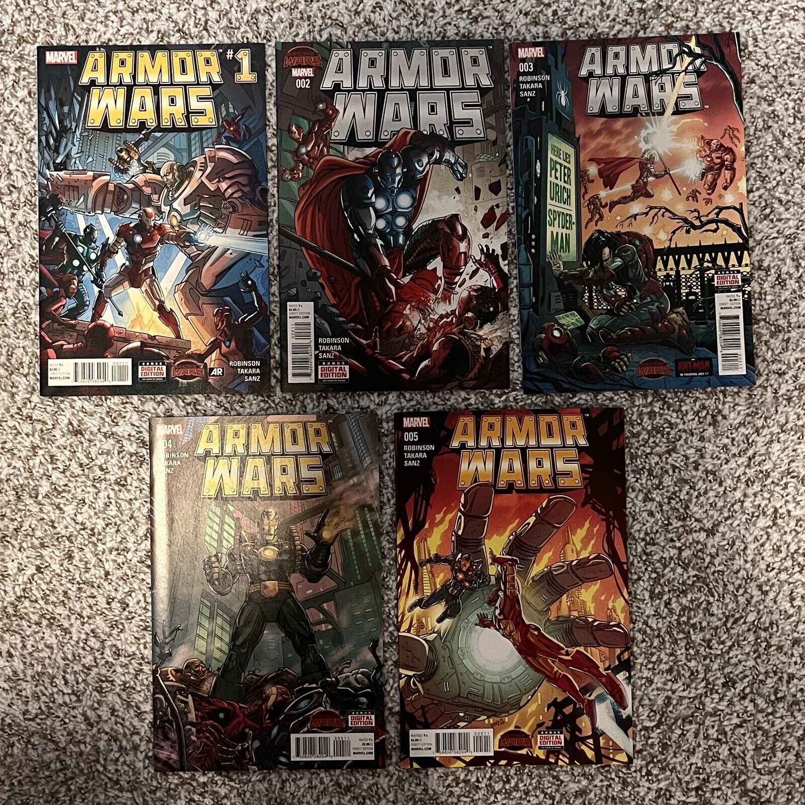 Marvel Armor Wars Comic Books Volumes 1-5 Bagged  Boarded Collectible Reading-CP