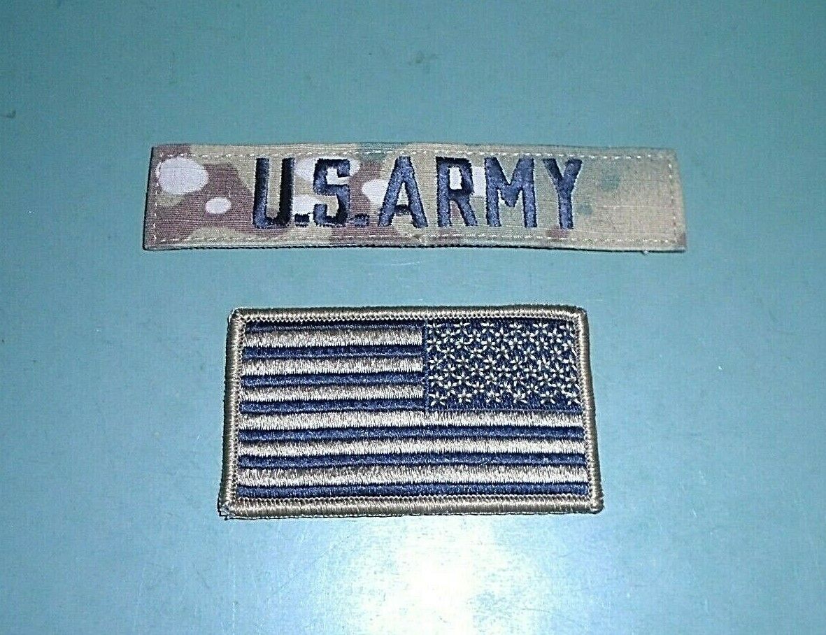 US Army Issue Multicam OCP Camo Branch & Reverse Flag Combat Uniform Patches