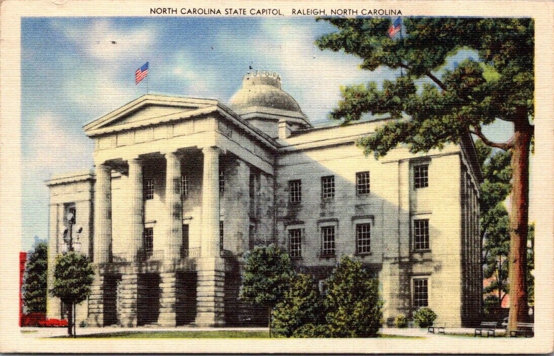 Rare View - Raleigh North Carolina State Capitol Vintage Linen Postcard 1945