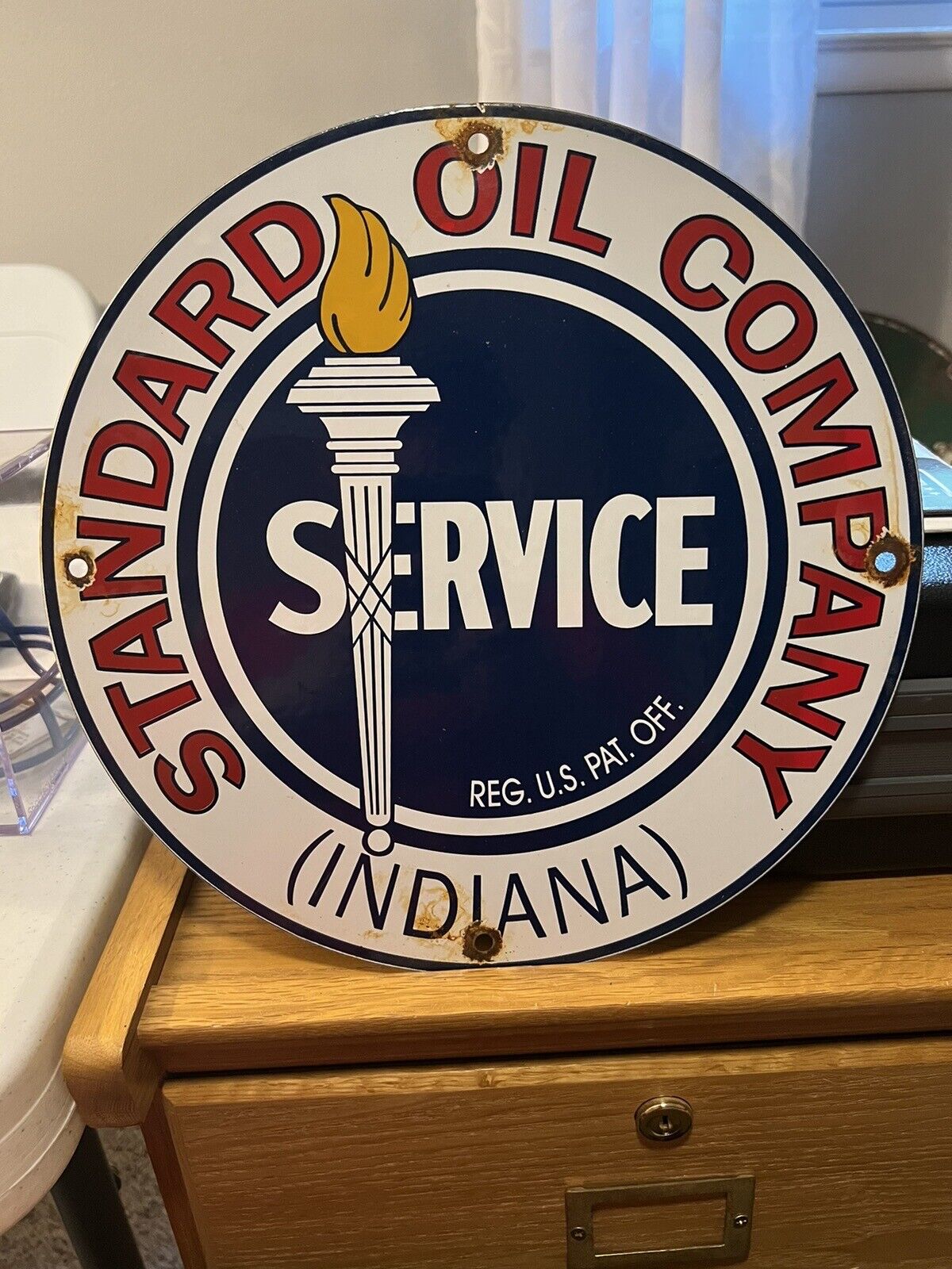 Porcelain Standard oil Co Indiana vintage gasoline sohio gas pump enamel sign