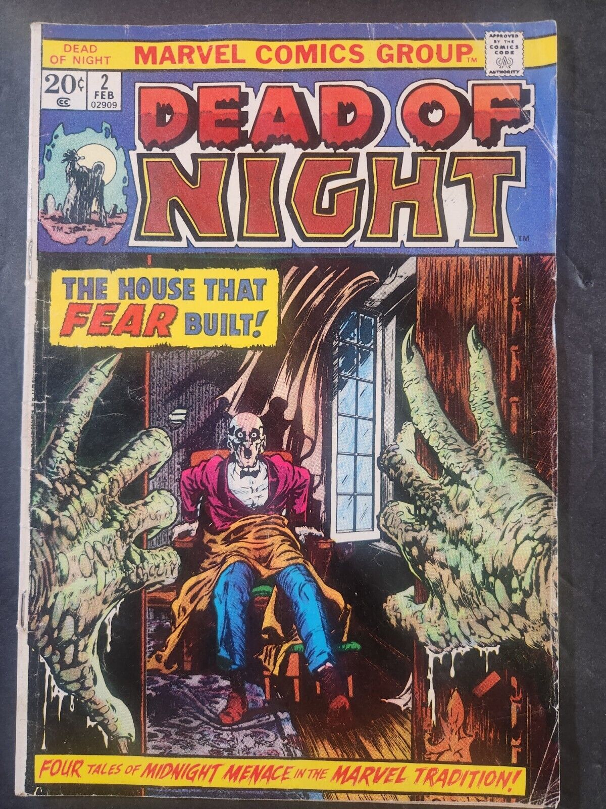DEAD OF NIGHT #2 MARVEL 1974 BRONZE AGE HORROR THE HOUSE THAT FEAR BUILT VG/FN