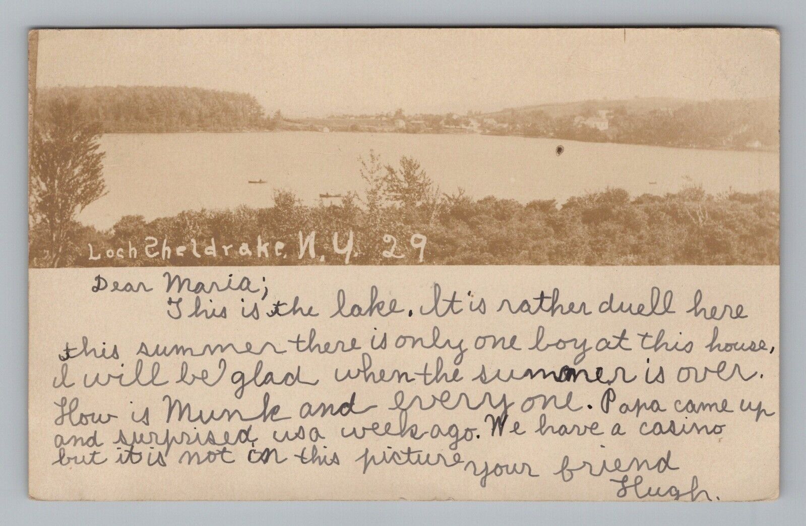 Postcard RPPC Loch Sheldrake New York Lake Boat Nature Scenic View  NY 1908