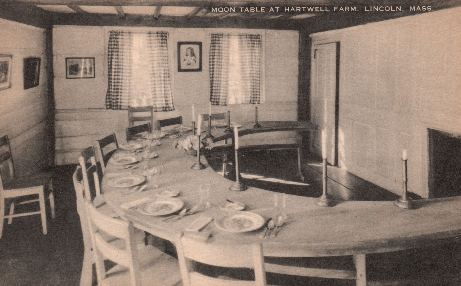 Vintage Postcard Moon Table and Chairs at Hartwell Farm Lincoln Massachusetts MA