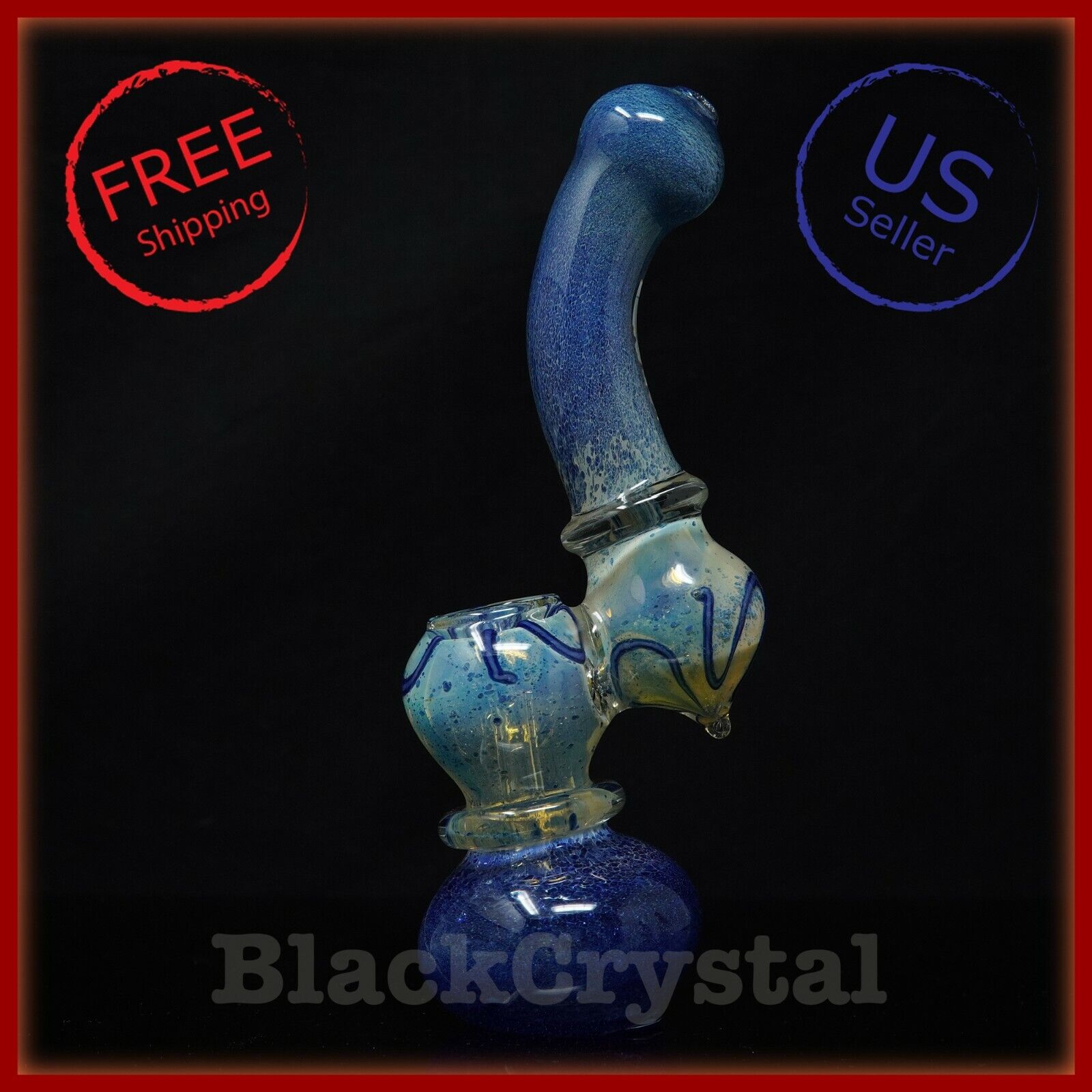 7 inch Handmade Giant Blue Bubbler Sherlock Tobacco Smoking Bowl Glass Pipes