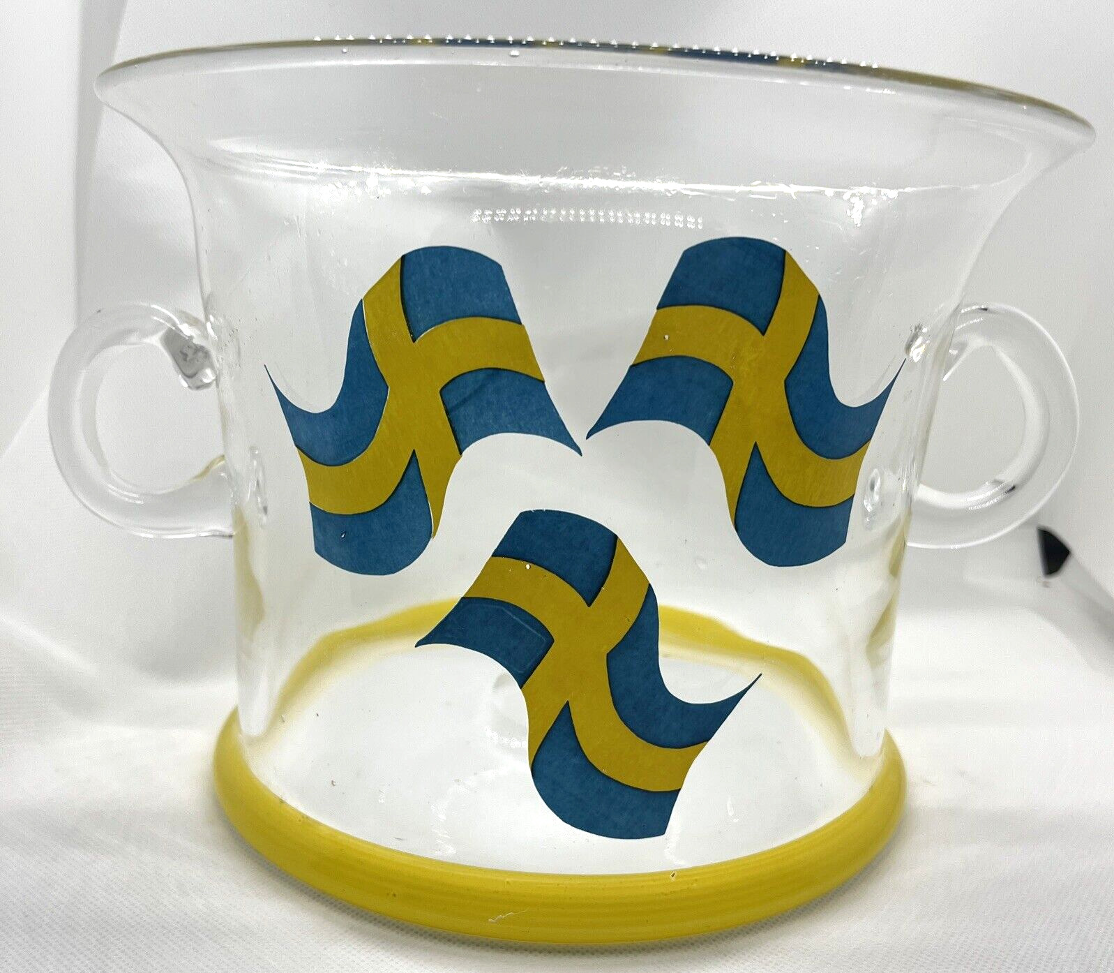 Swedish Flag Ice Champagne Glass  Chiller Bucket Unique Hand Painted
