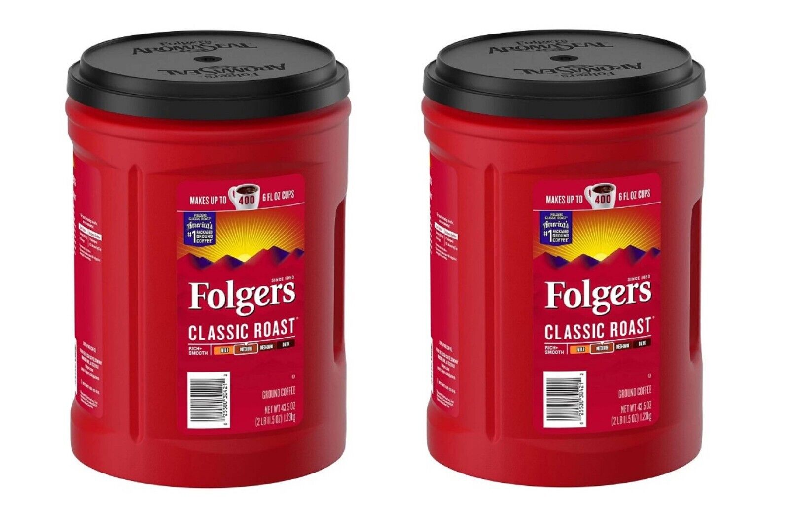 Folgers Classic  Roast Coffee, 2-Pack of 43.5 oz Cans