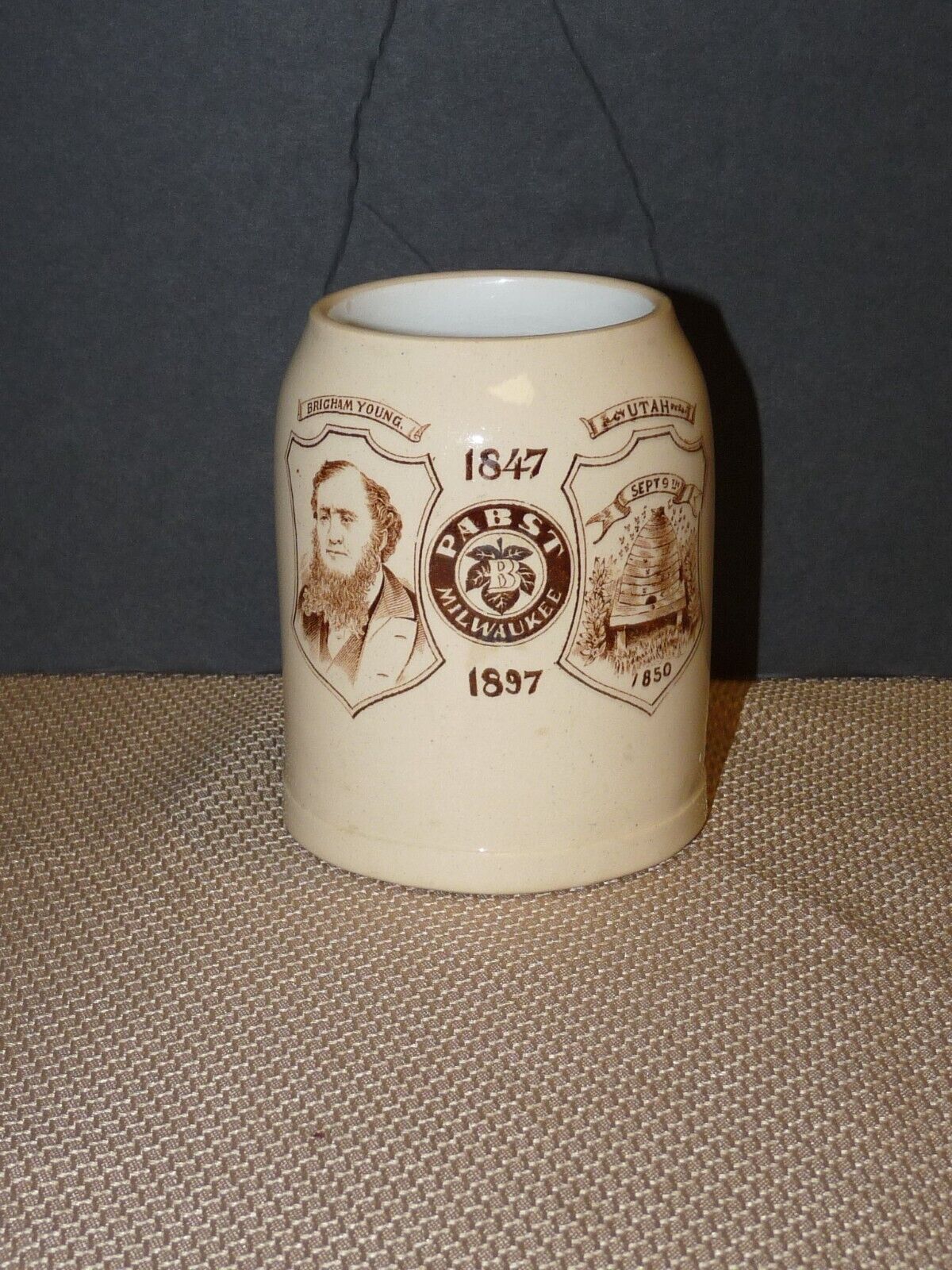 1897 PABST BEER MORMON BRIGHAM YOUNG JUBILEE MUG 1847 To 1897