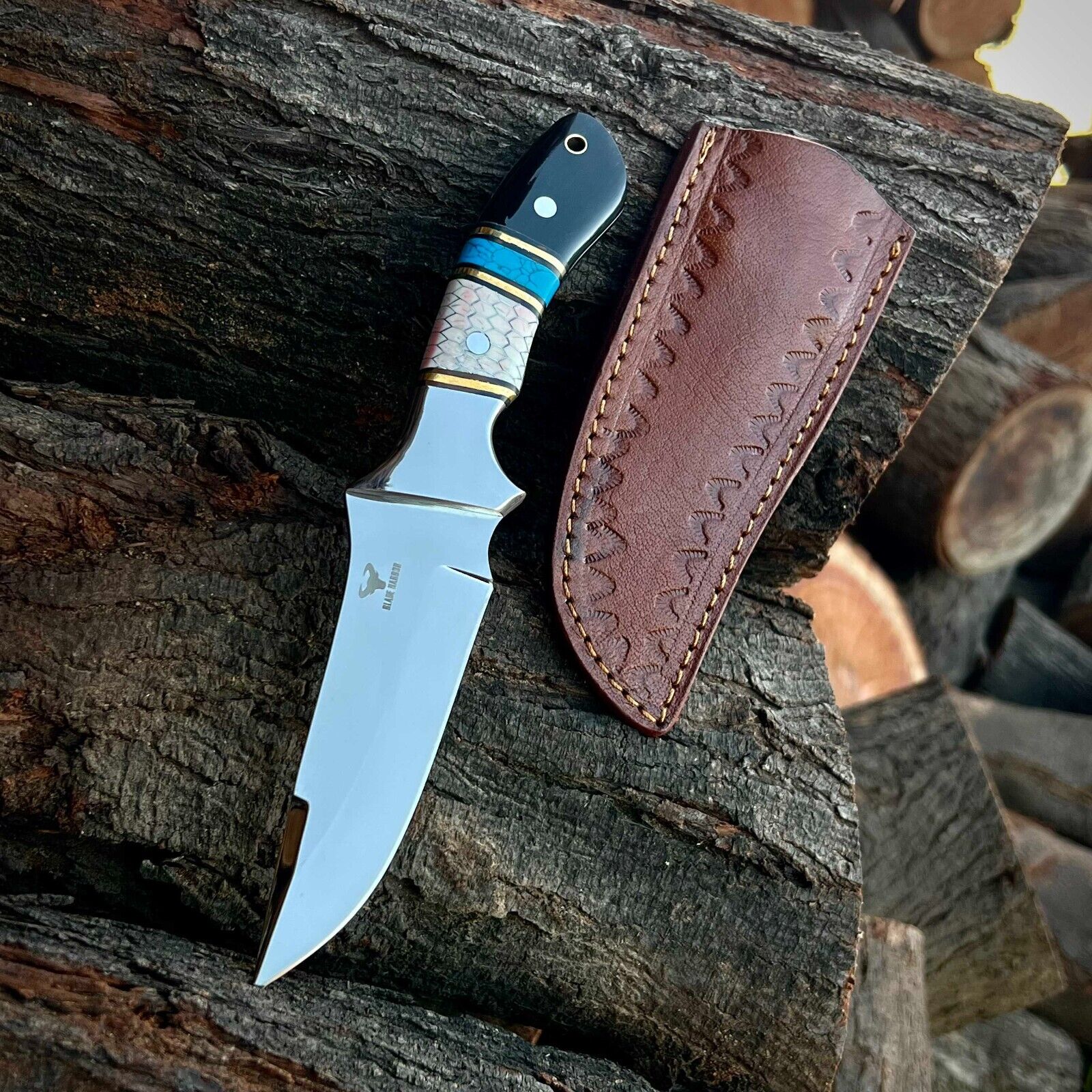 BLADE HARBOR HUNTING OUTDOOR STAINLESS CAMPING KNIFE CUSTOM ANTLER MADE SURVIVAL