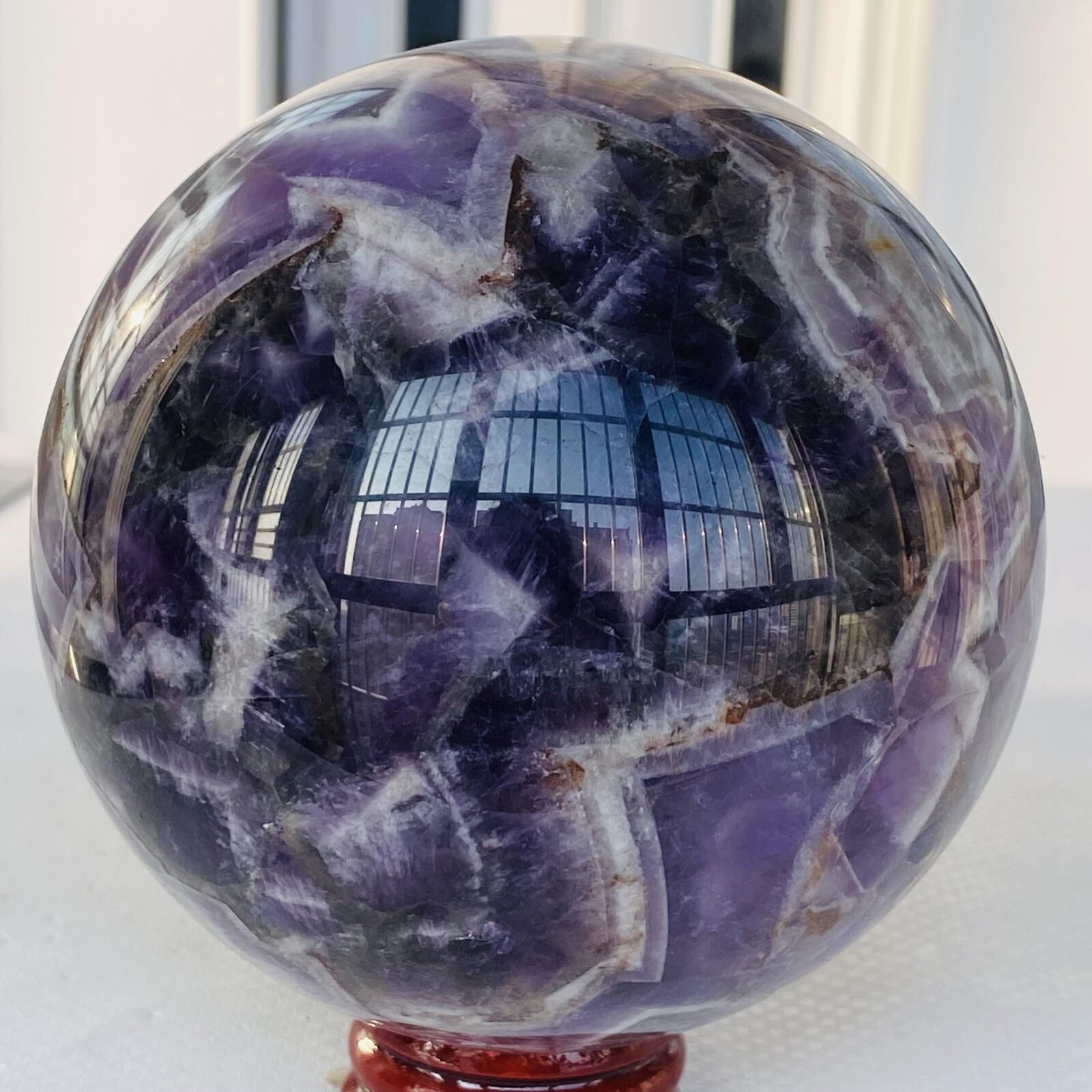 1240g Natural Dream Amethyst Quartz Crystal Sphere Ball Healing
