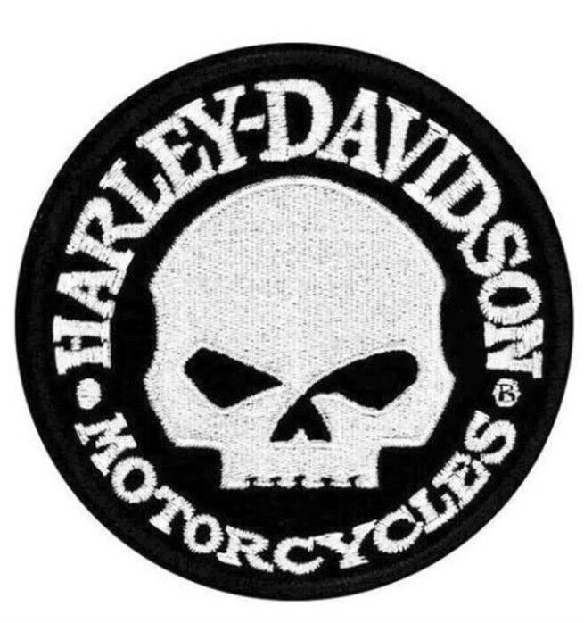 Harley-Davidson Black & White Willie G Skull Logo 4in Small Hubcap Patch 8011574