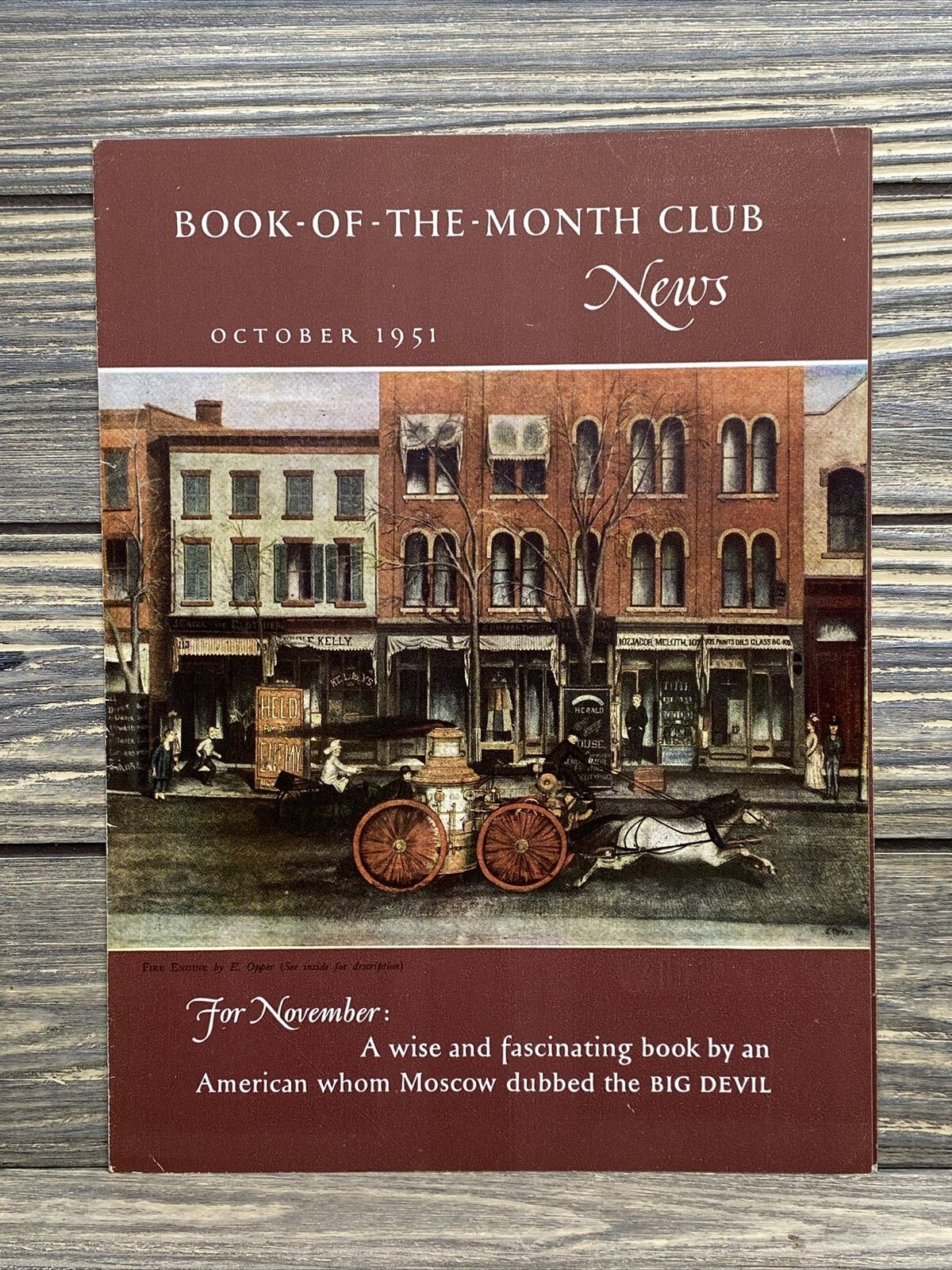 Vintage Book-of-the-Month Club News October 1951 Fire Engine Painting 