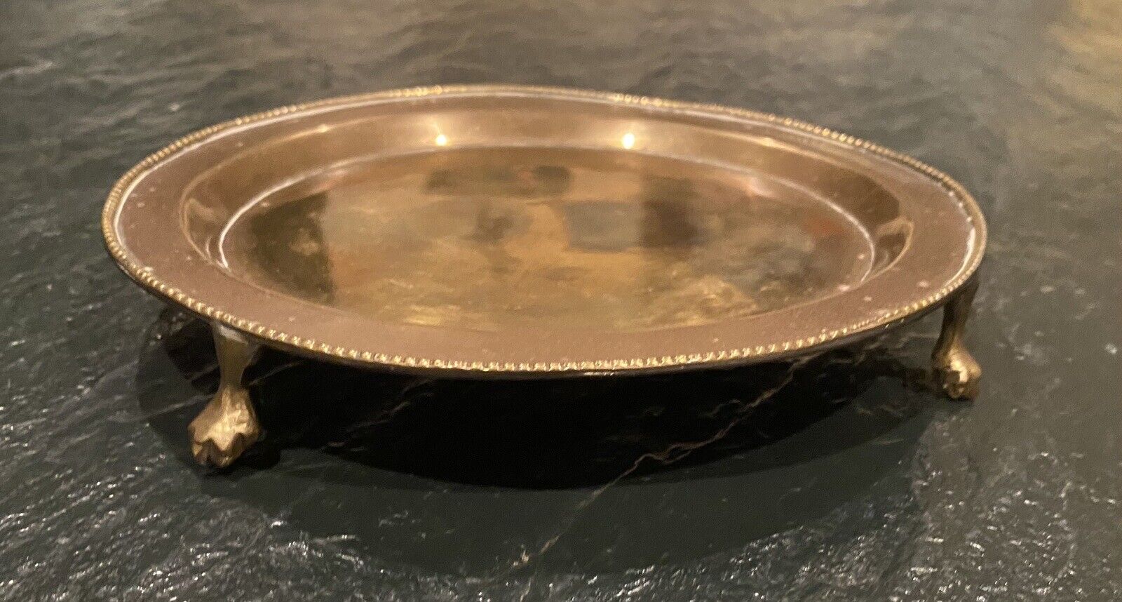 Vintage Mottahedeh Solid Brass Footed Tray Soap Dish 6.75