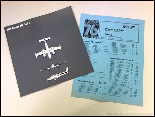 1976 Cessna 340 Airplane Aircraft Vintage Sales Brochure Catalog
