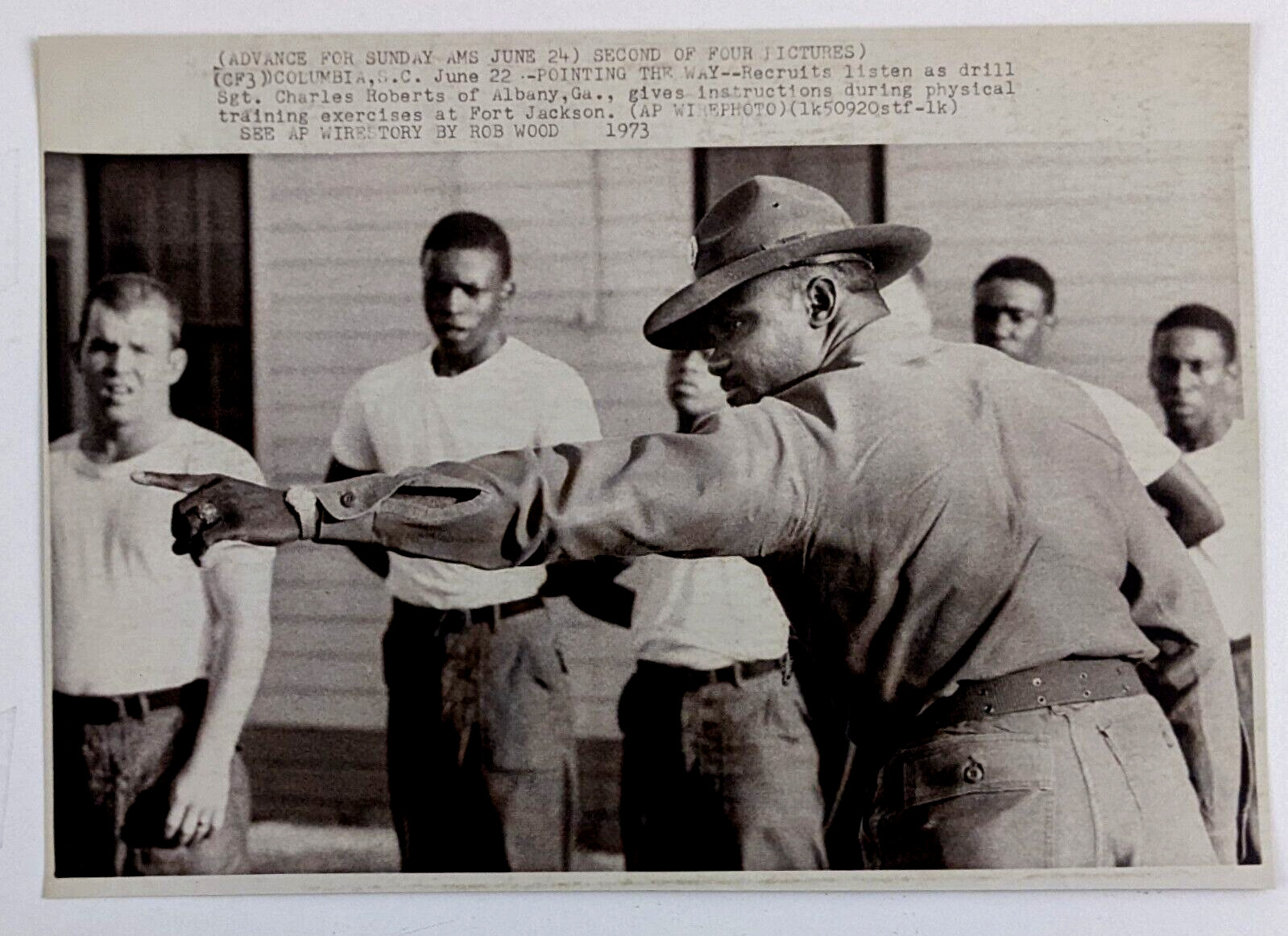 1973 Fort Jackson Columbia SC African American US Army Sergeant Wire Press Photo