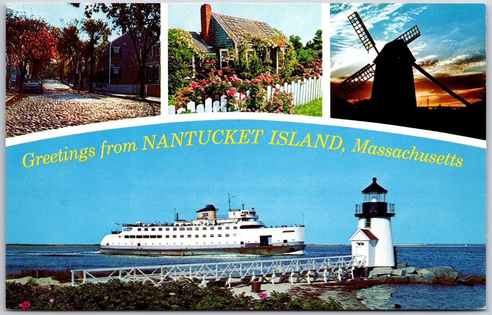 1970\'s Greetings From Nantucket Island Massachusetts Old Mill Posted Postcard