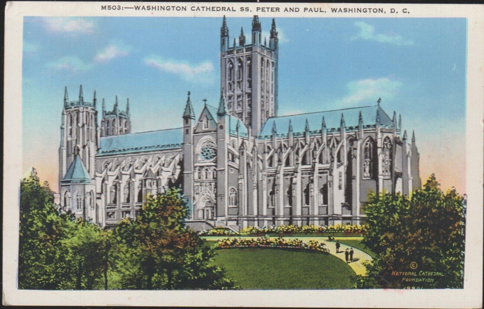 Washington D.C. Cathedral St Peter and Paul UNP WB Postcard