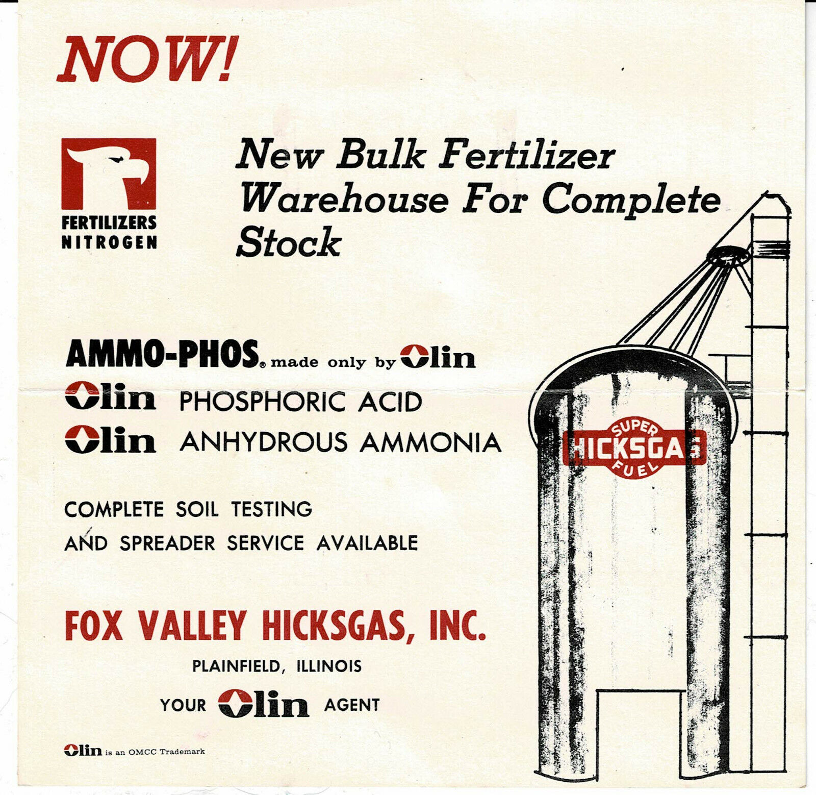 Vintage HICKSGAS FUEL Fox Valley, Plainfield Illinois ADVERTISING MAILER