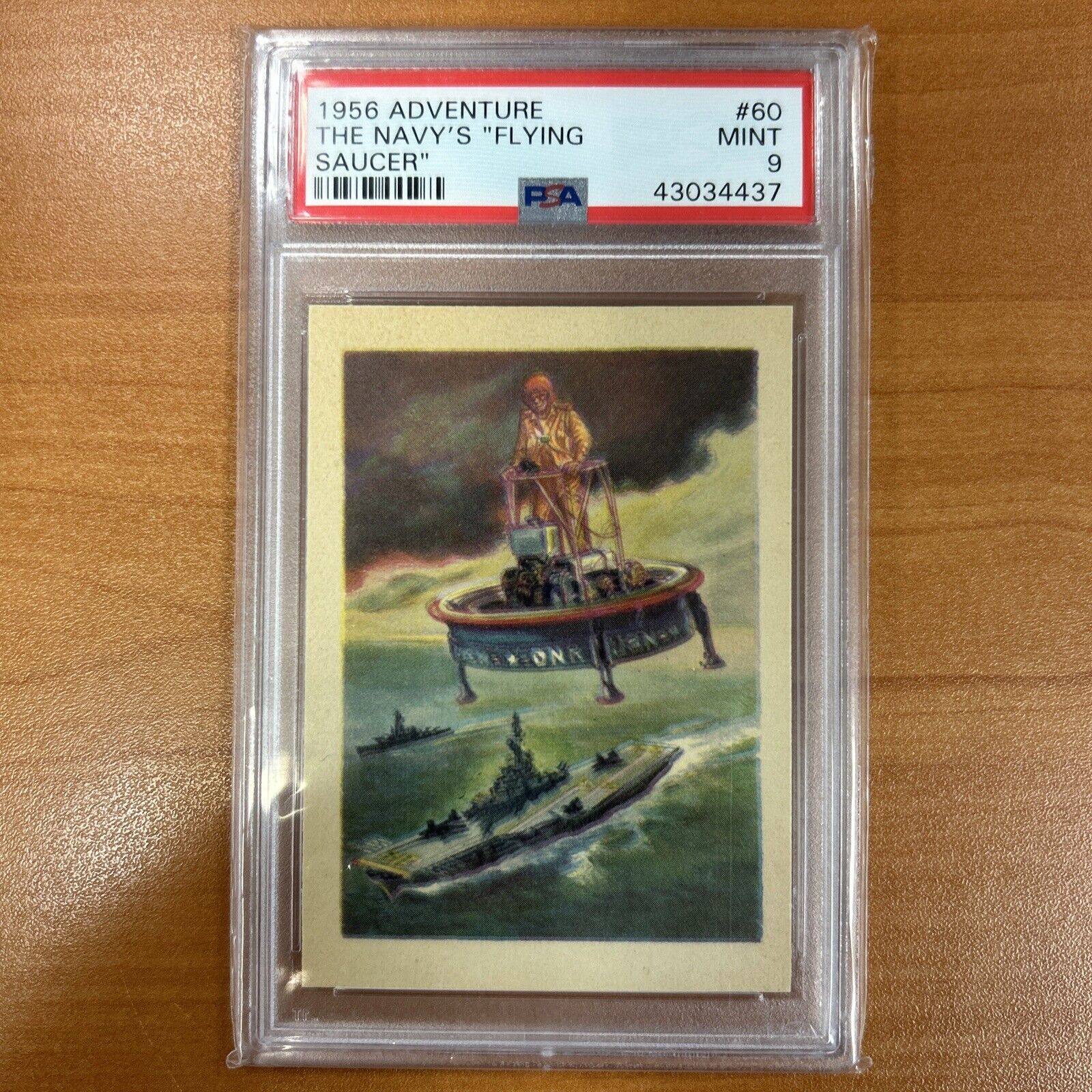 Rare Vintage 1956 Topps ADVENTURE THE NAVY'S FLYING SAUCER #60 PSA 9 MINT Pop 40