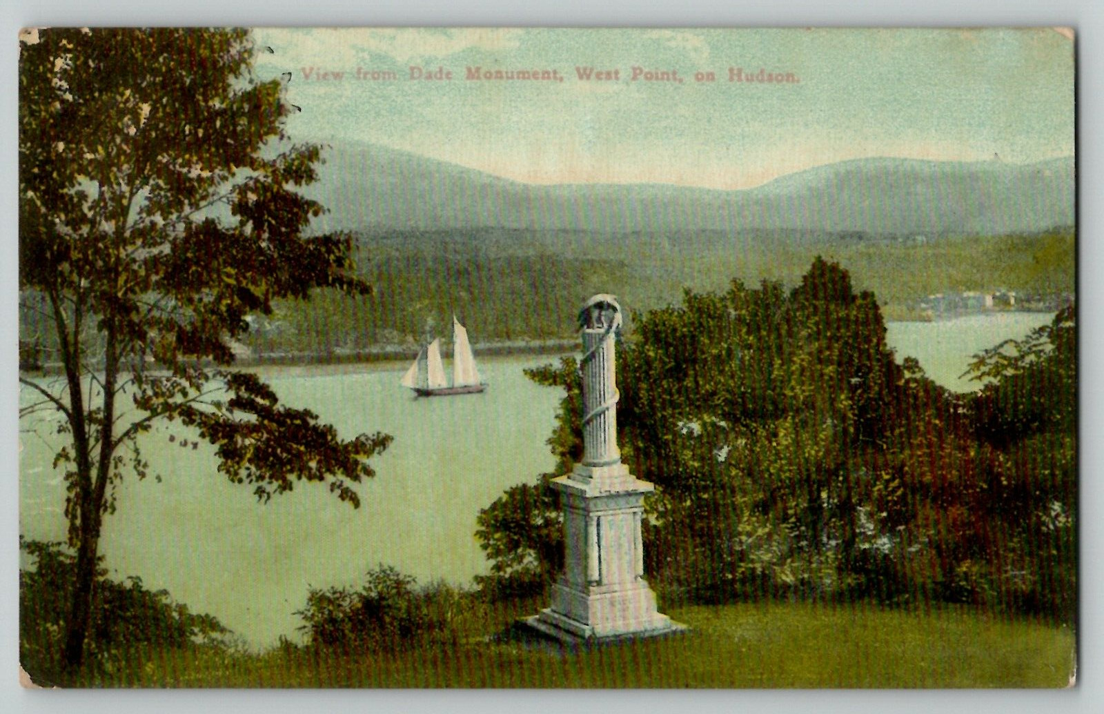 c 1906 Dade Monument West Point NY Hudson River Army Boat Vintage Postcard UDB