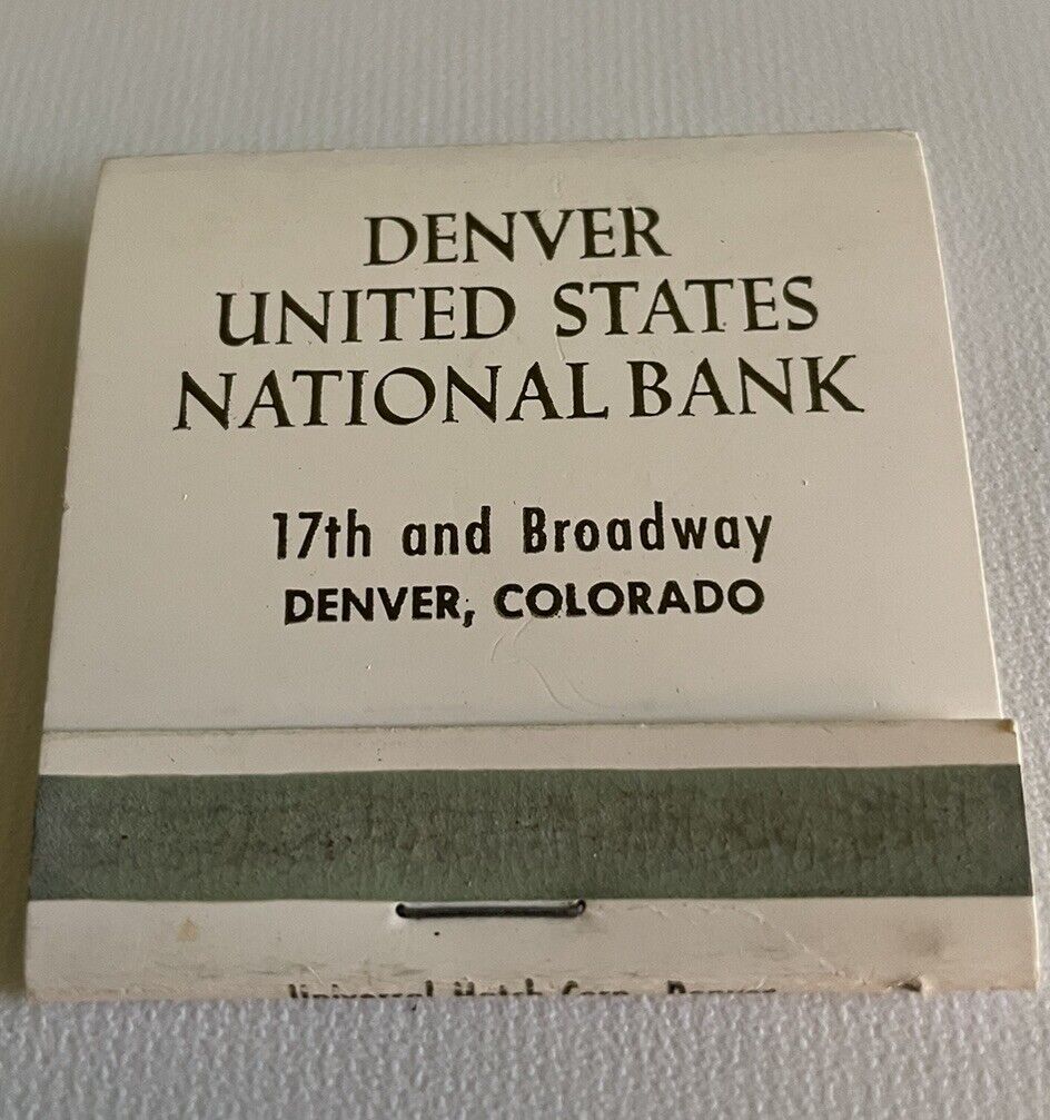 1950’s United States National Bank Denver CO Matchbook Full Unstruck