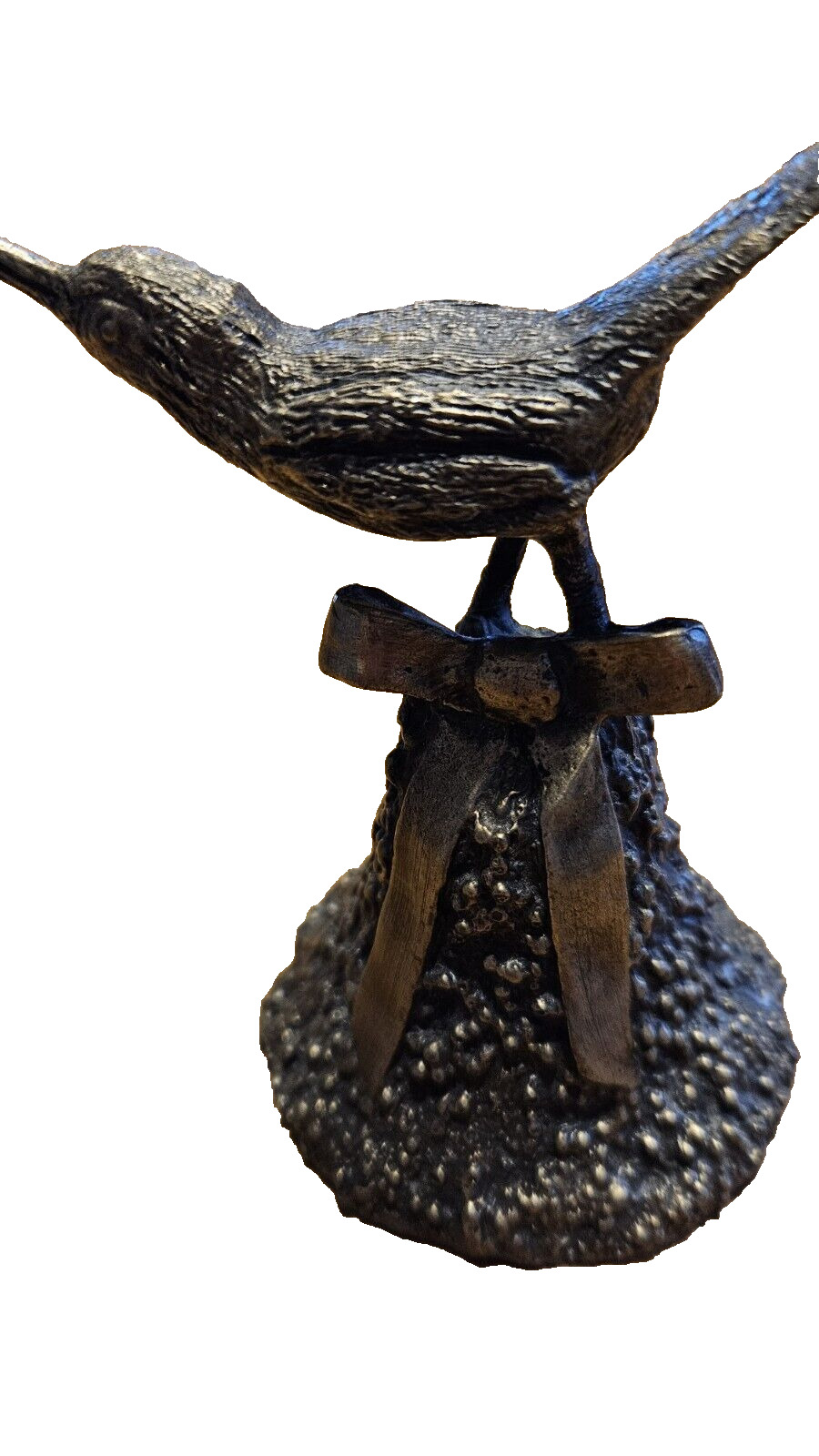 Wally Shoop Vintage 1990 Cast Bronze Sculpture Bird Bell Signed