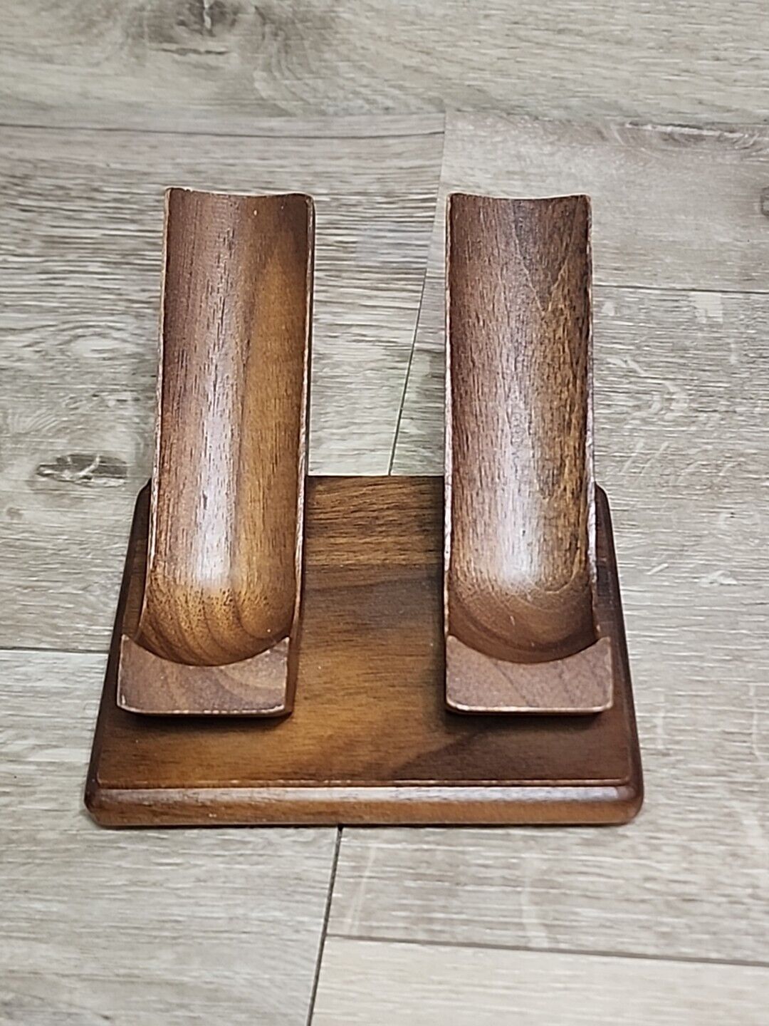 Decatur Industries Walnut Double Two Pipe Stand Rack Holder Vintage