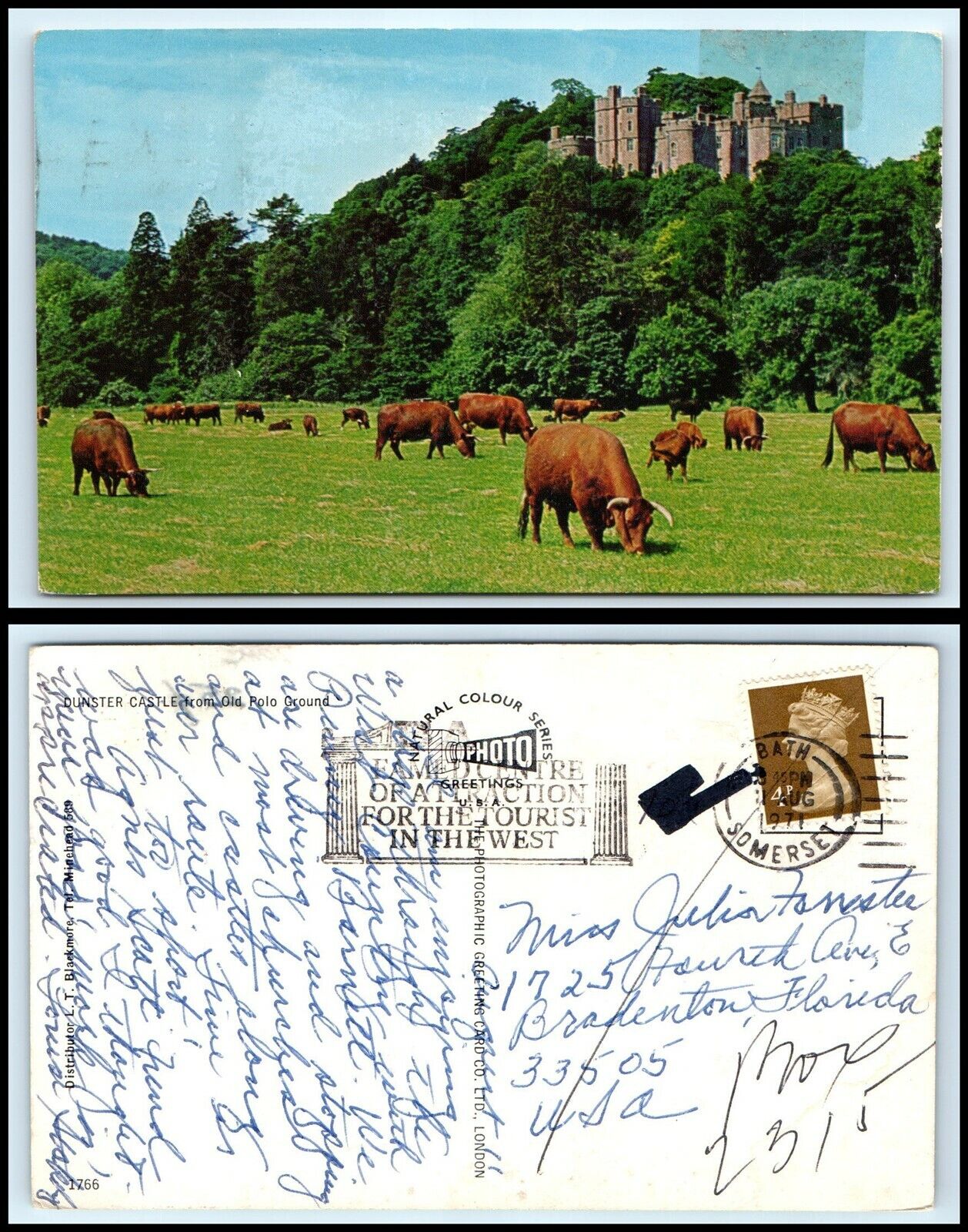UK Postcard - Dunster Castle from Old Polo Ground R50