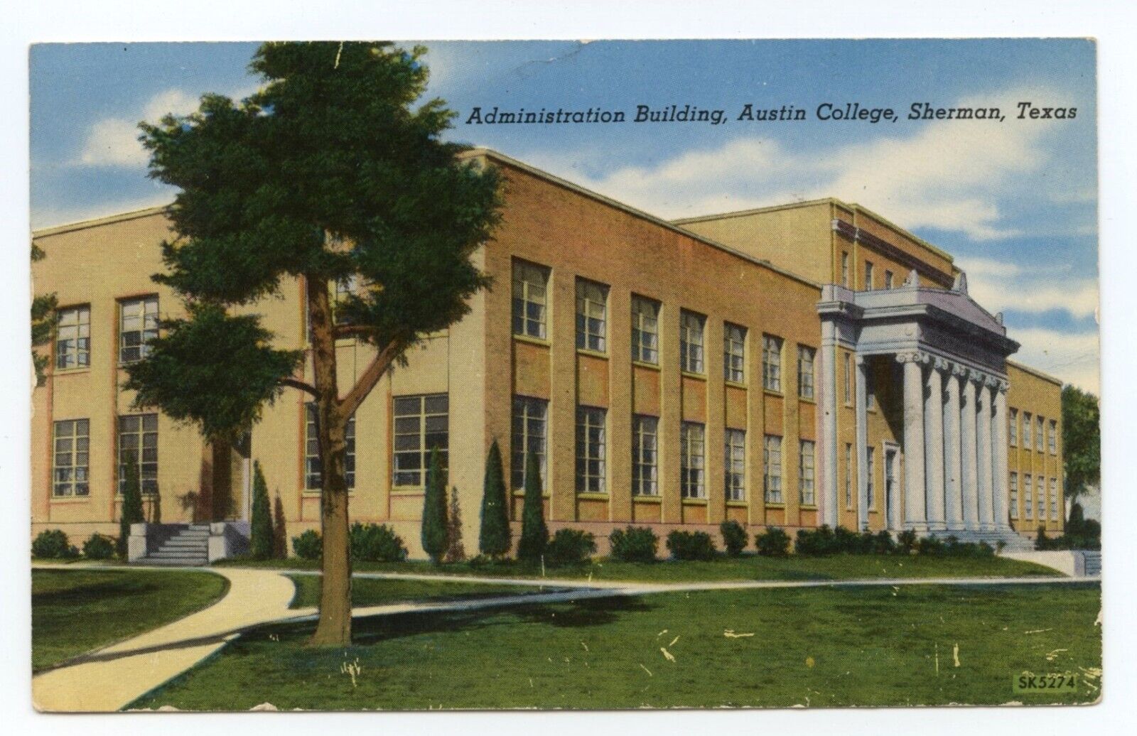 Administration Building Austin Presbyterian College Sherman Texas Postcard