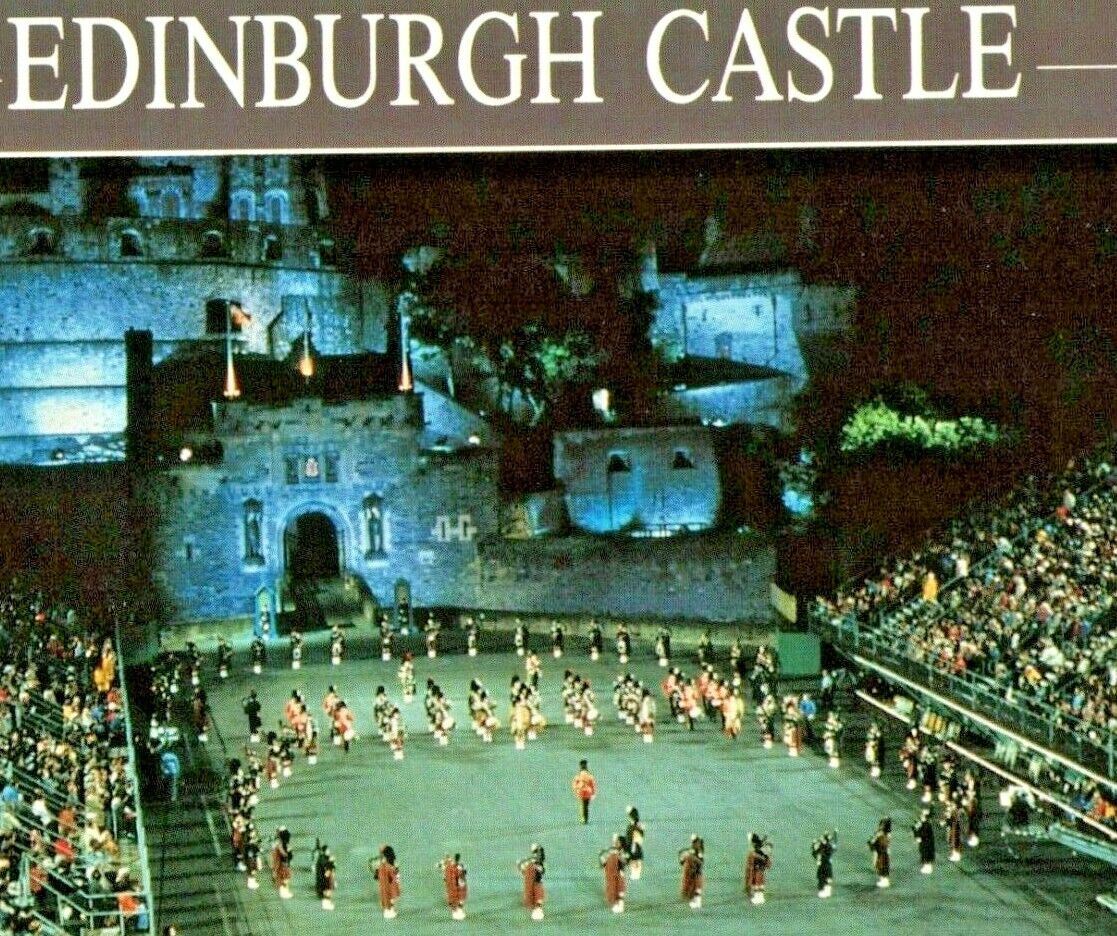 Edinburgh Castle Scotland Military Tattoo March Vintage Postcard unposted 