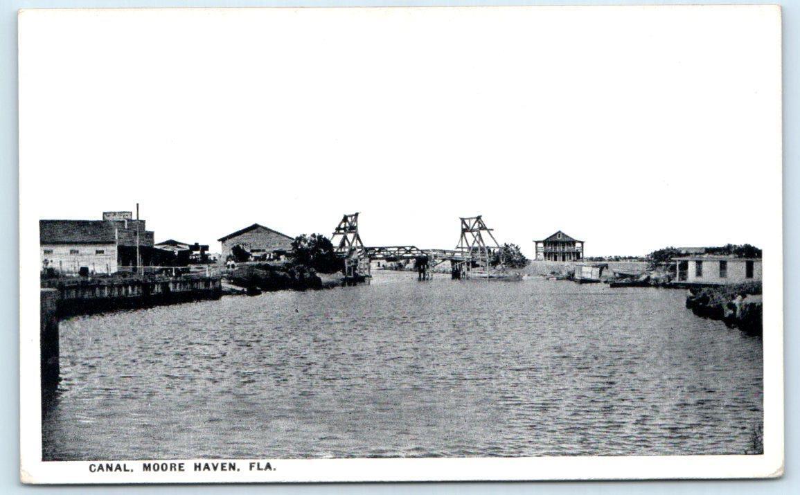 MOORE HAVEN, Florida FL ~ CANAL SCENE c1930s Glades County Postcard