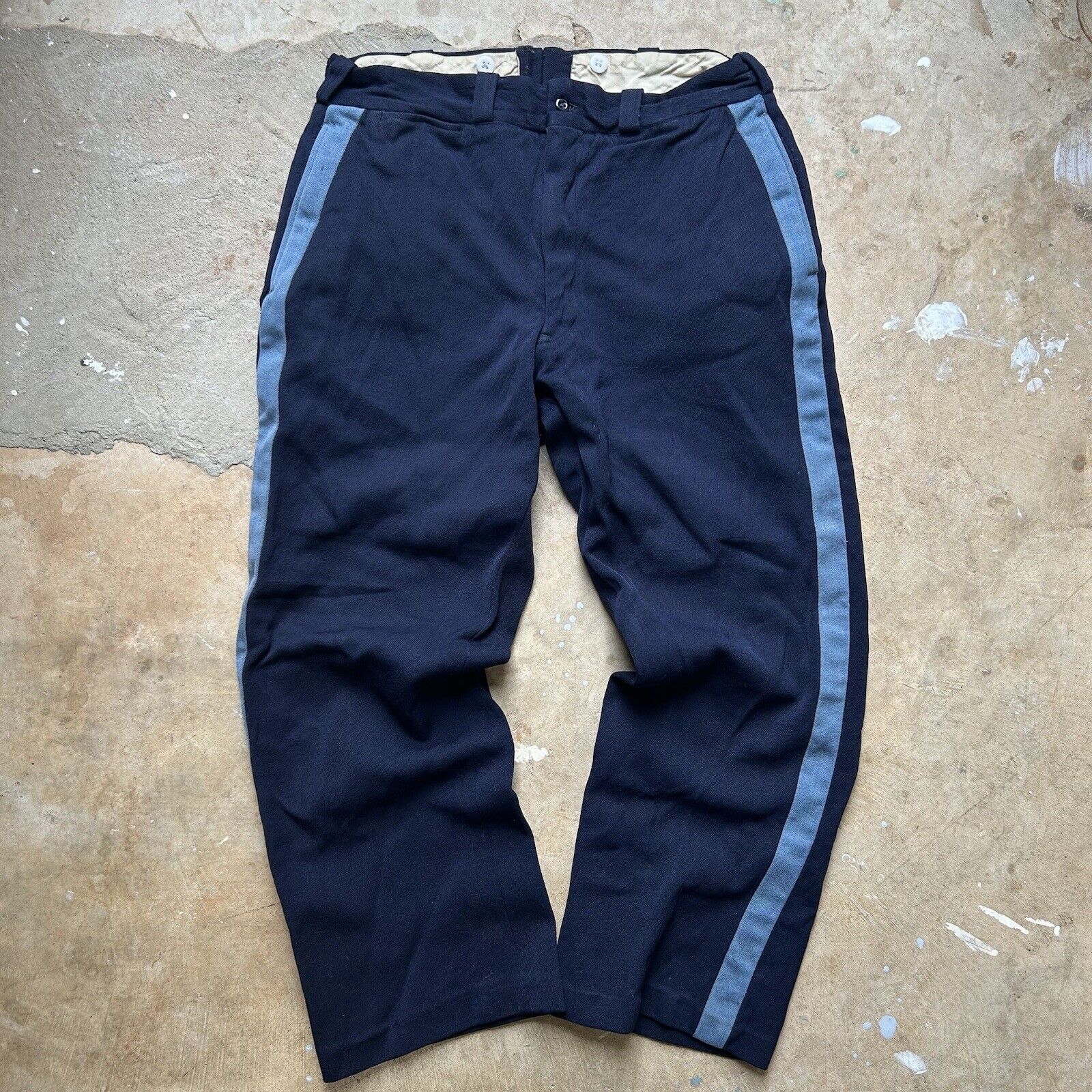 Vintage 60s US Military Blue Tuxedo Stripe Wool Trousers Pants Men’s Size 32x28