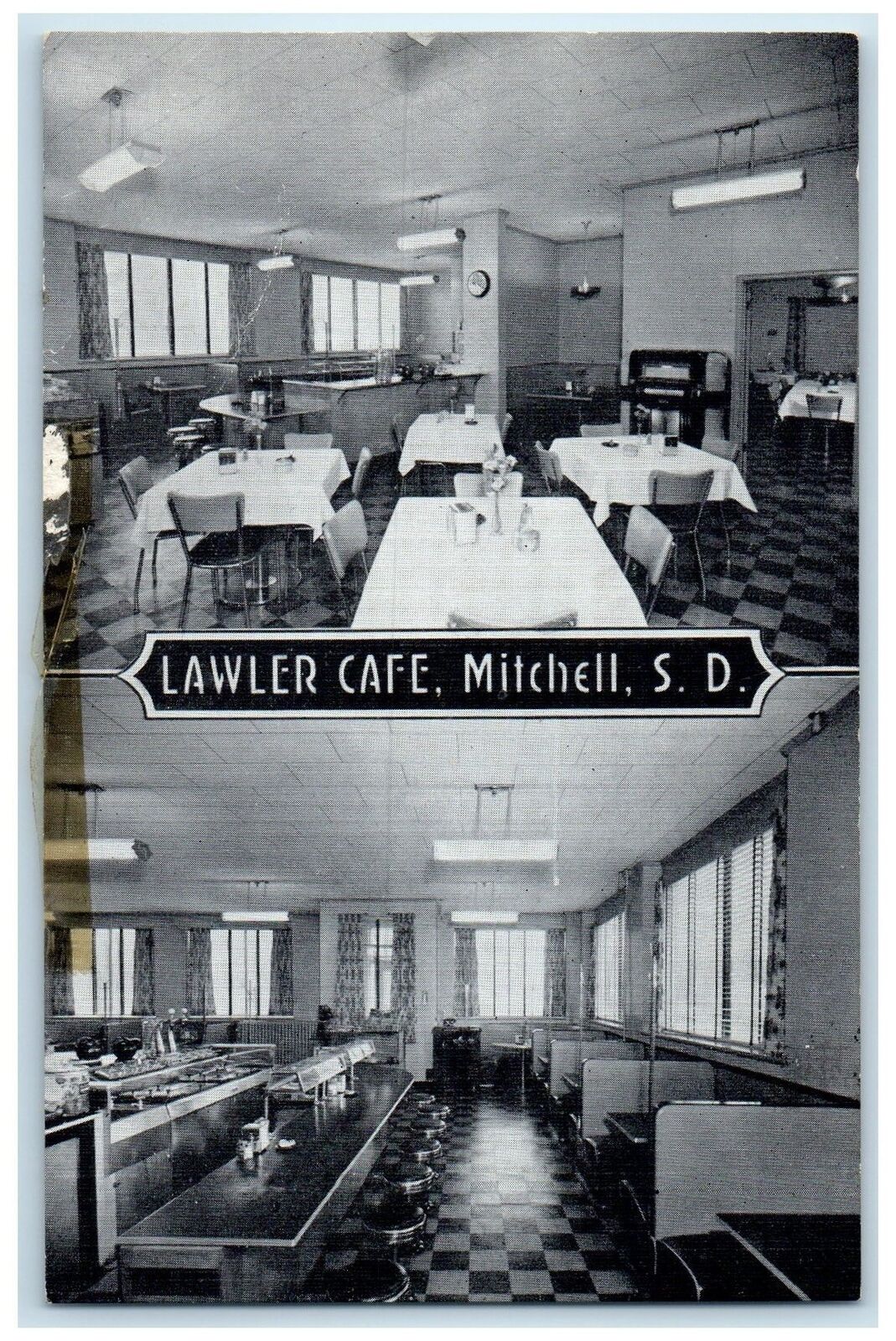c1940\'s Lawler Cafe Interior Mitchell South Dakota SD Unposted Vintage Postcard