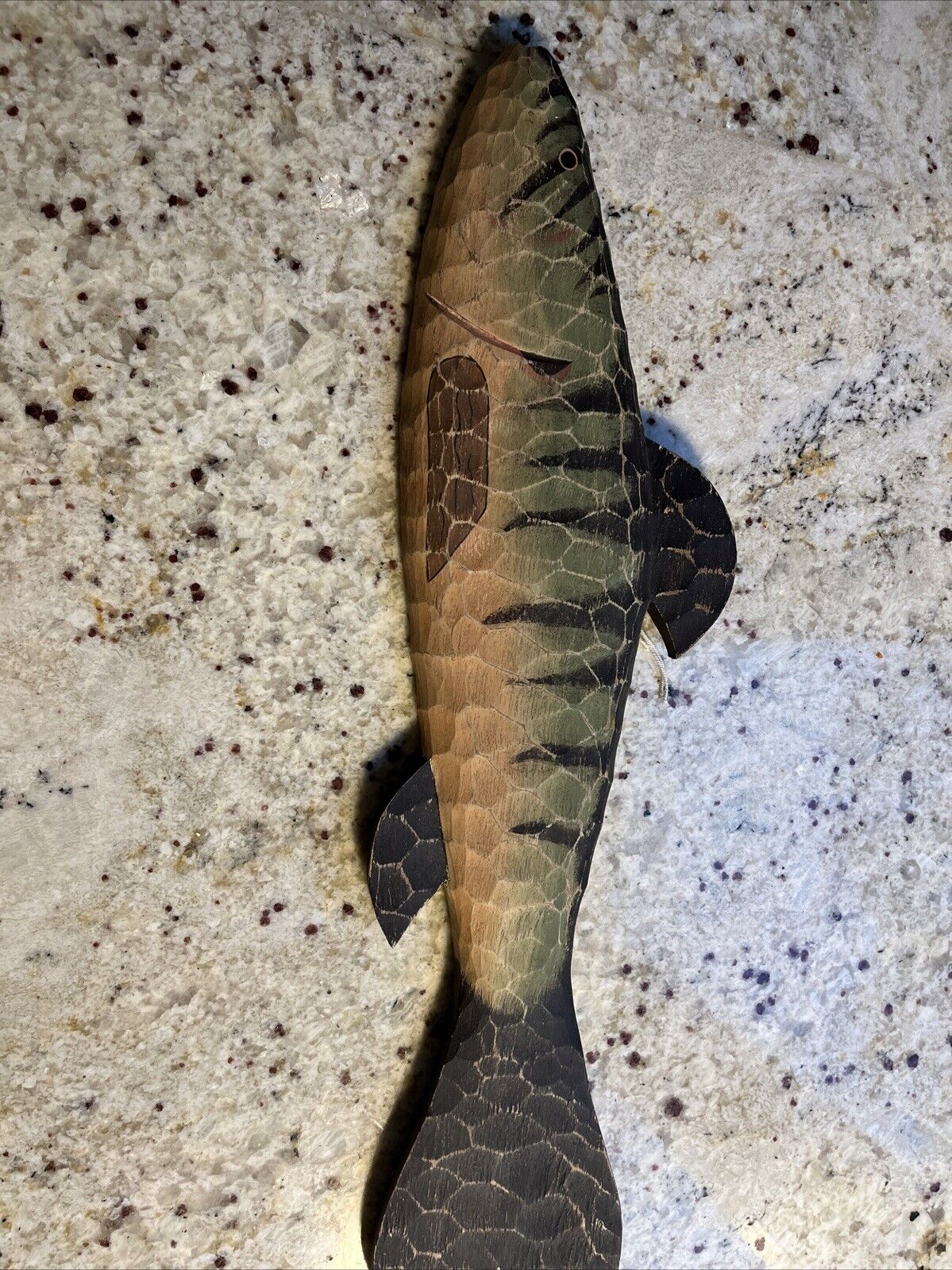 Vintage hand carved wooden fish wall hanging large