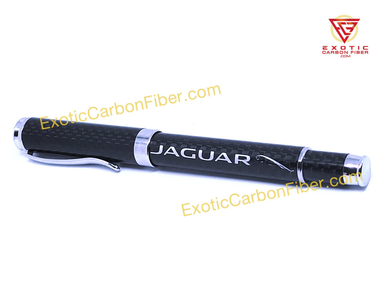 Jaguar Silver Text and  Logo Carbon Fiber Ballpoint Pen - GREAT GIFT